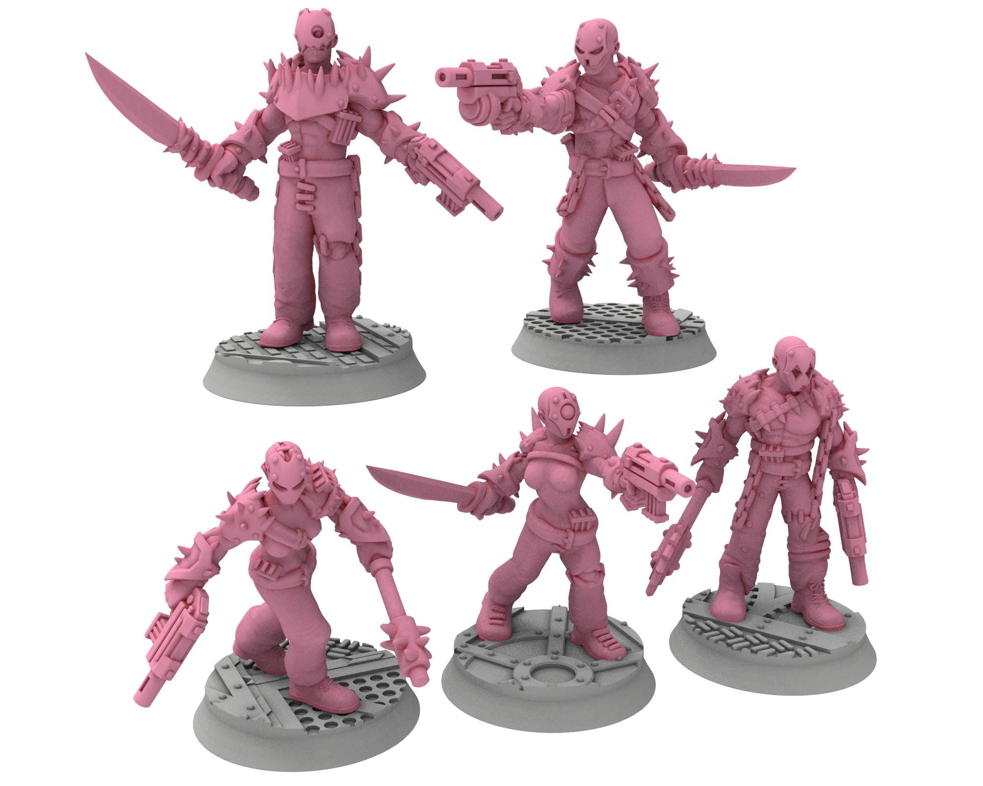 Daemons of lust - 32mm Sadistic Cultists of Chaos god - Grenade Launchers - OPR Tabletop wargame Resin 3D printed proxy, Edge Miniatures