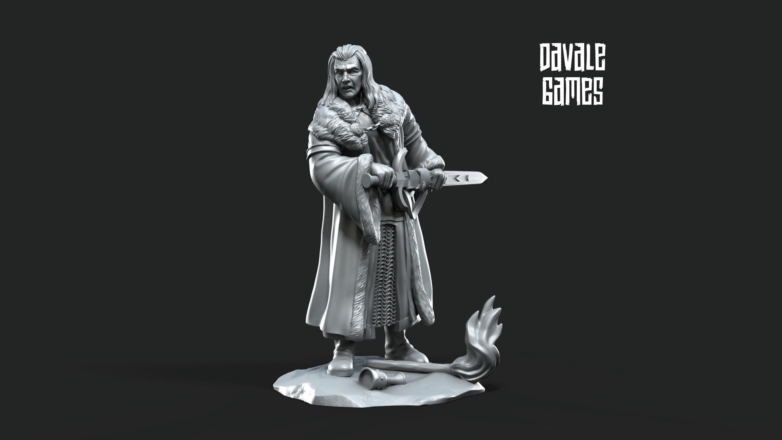 Gandor - Enecthor Grey Castle Lieutenant, Captain of Rangers, Banner Protectors of the shire, miniatures for wargame D&D, Lotr...