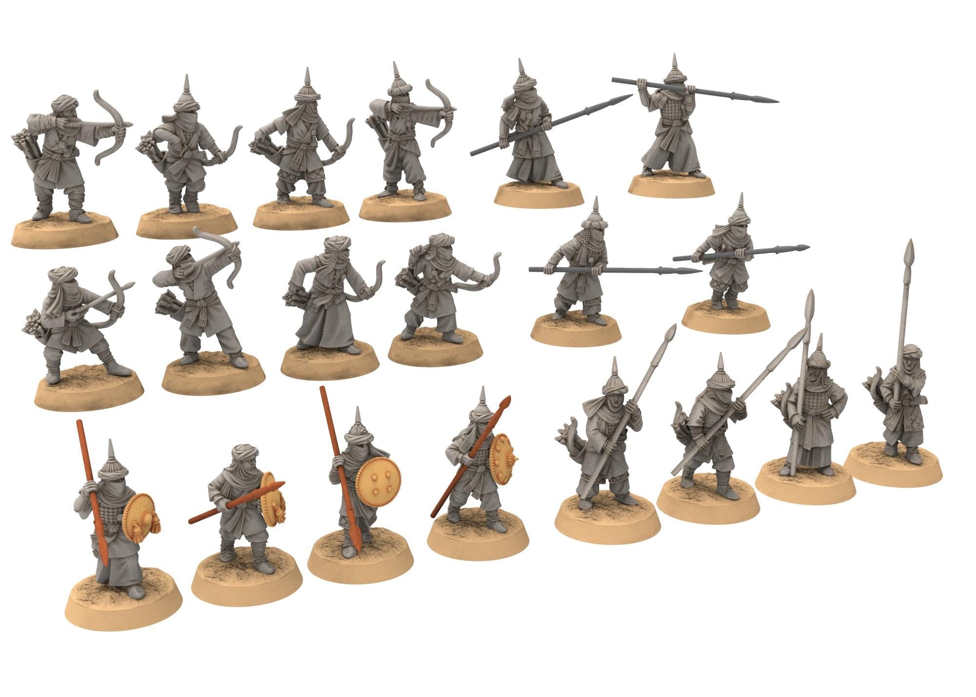 Harad - Southron Besieged Conscript with Rocks, Berber nomads, Harad Bedouin Arabs Sarazins Medbury miniatures for wargame D&D, Lotr...