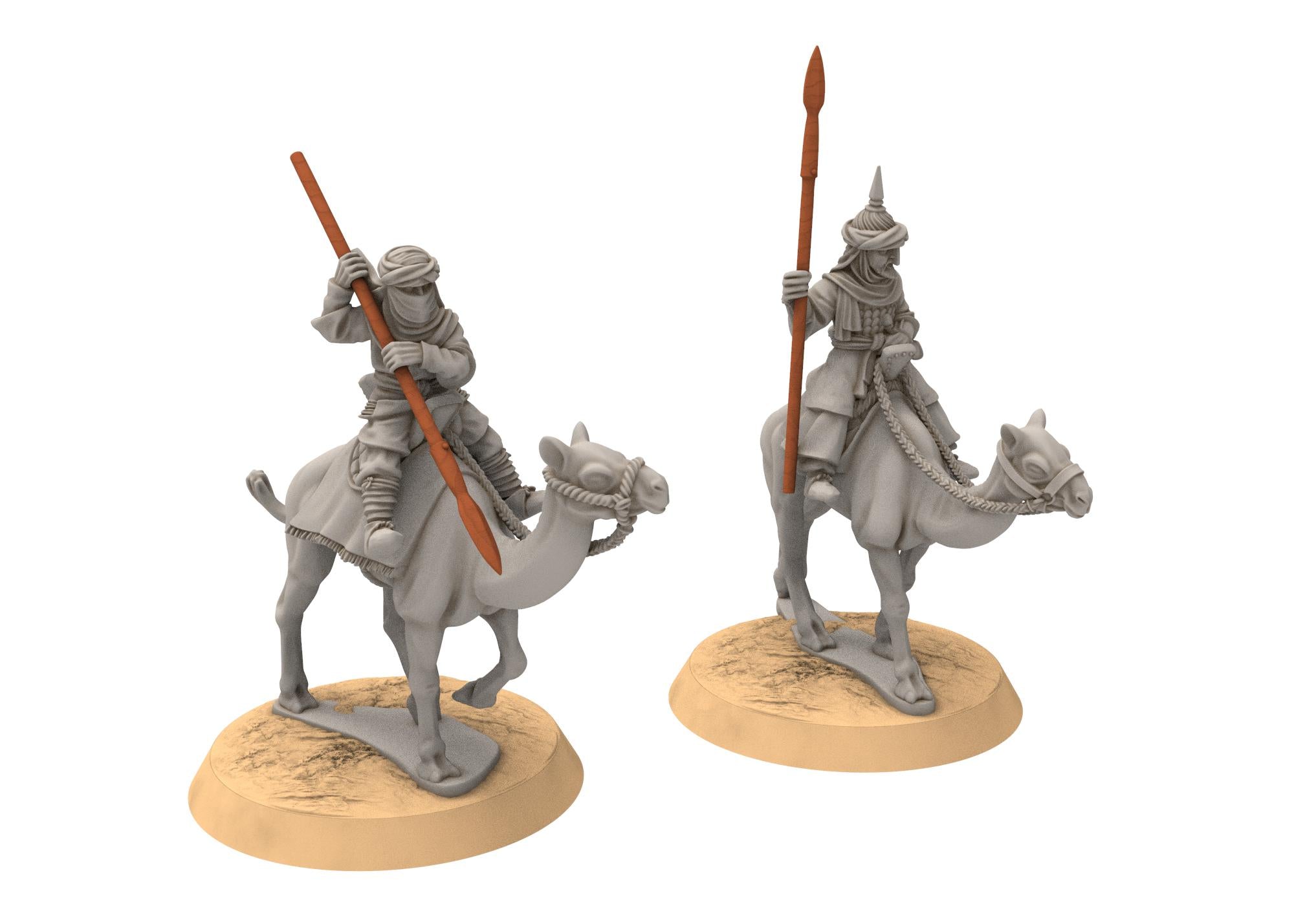 Harad - Southron Camel Riders Spears, Berber nomads, Harad Bedouin Arabs Sarazins Medbury miniatures for wargame DnD, Lotr...