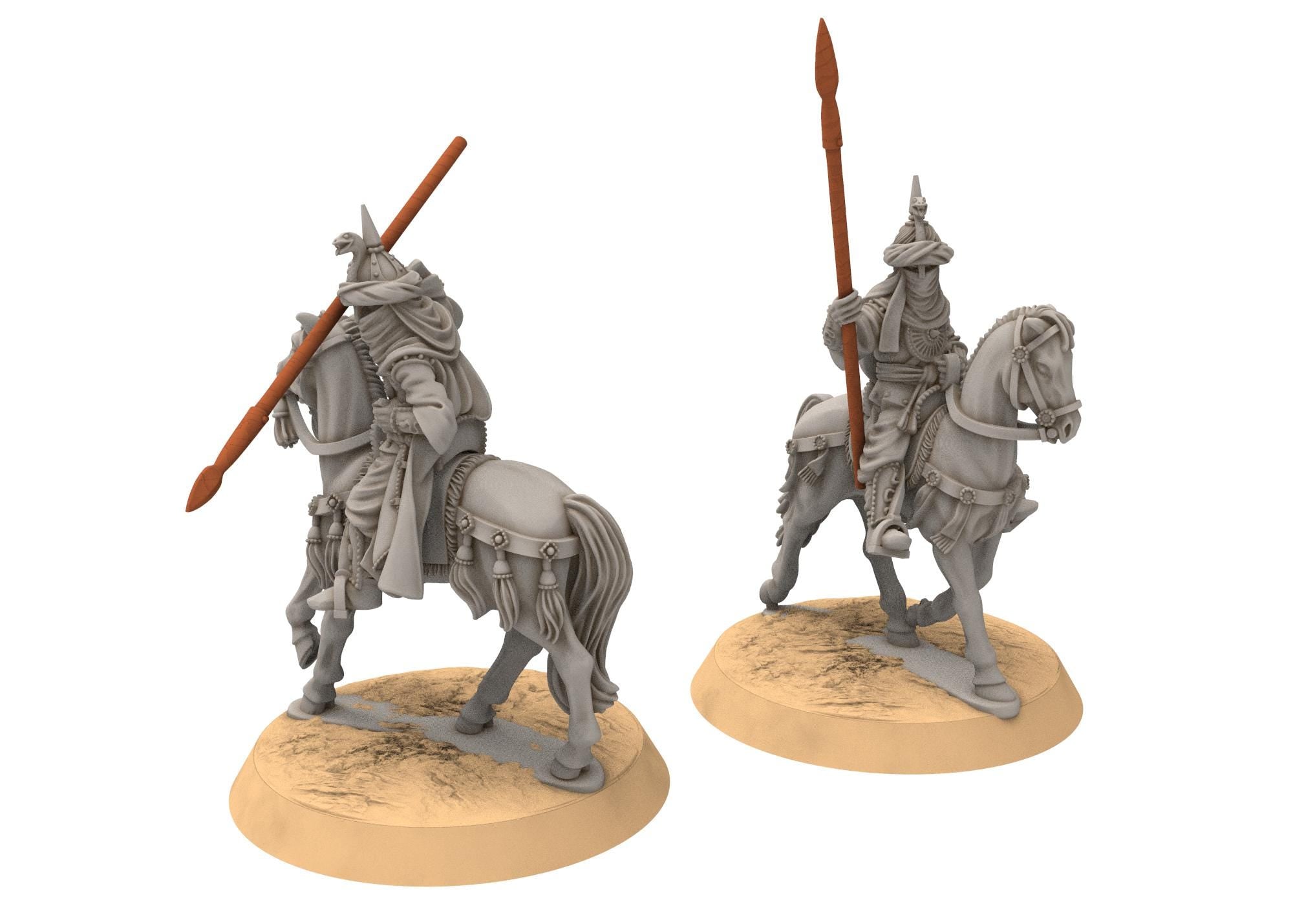 Harad - Southron Mounted Palace Guards with Spears, Berber nomads, Harad Bedouin Arabs Sarazins Medbury miniatures for wargame DnD, Lotr...