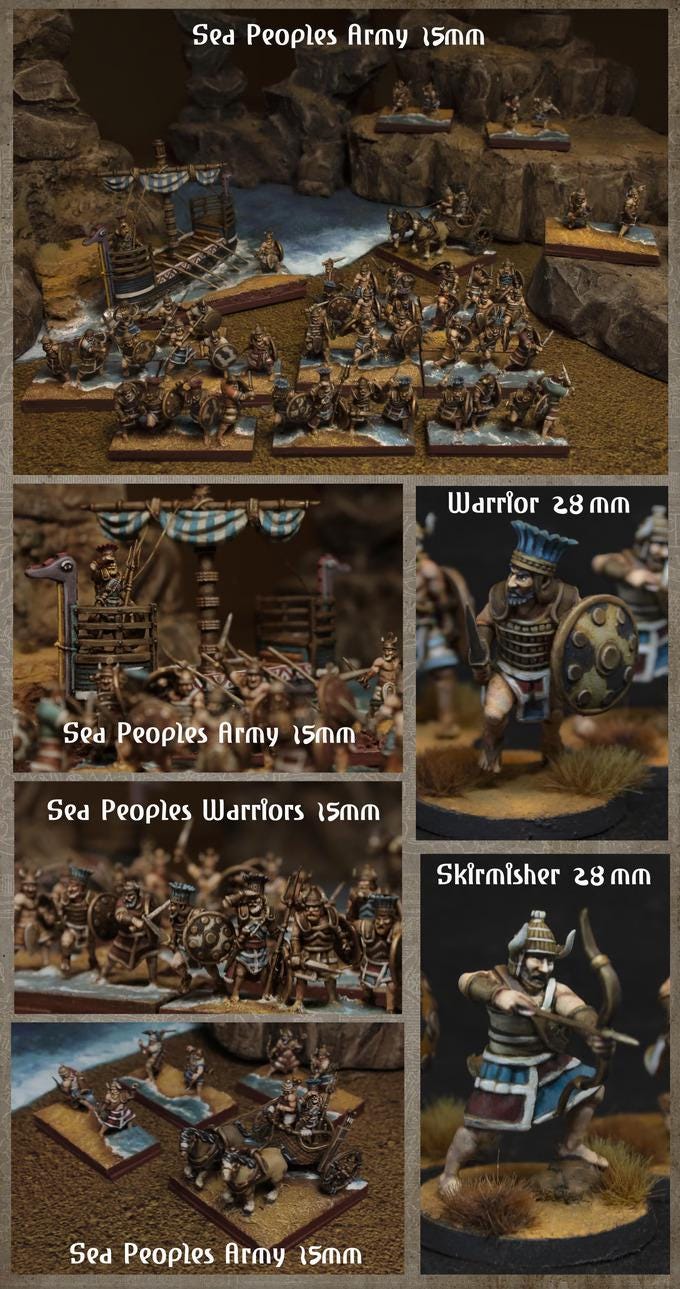 Biblical times - Sea people - Skirmishers - 28mm/15mm - Historical Wargame, Hail Caesar, DBA, DBM, Saga... RedCopper
