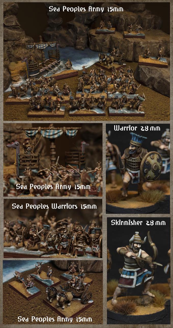 Biblical times - Sea people - Spearmen - 28mm/15mm - Historical Wargame, Hail Caesar, DBA, DBM, Saga... RedCopper