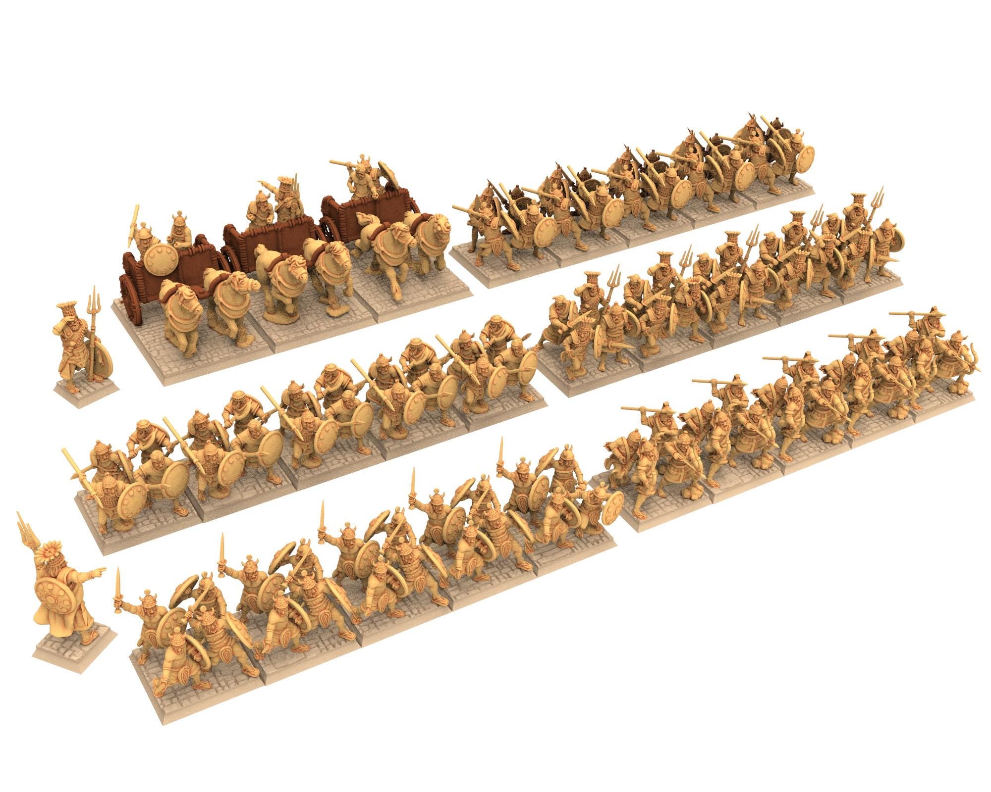 Biblical times - Sea people - x3 Chariots of war, elite warriors - 28mm/15mm - Historical Wargame, Hail Caesar, DBA, DBM, Saga... RedCopper