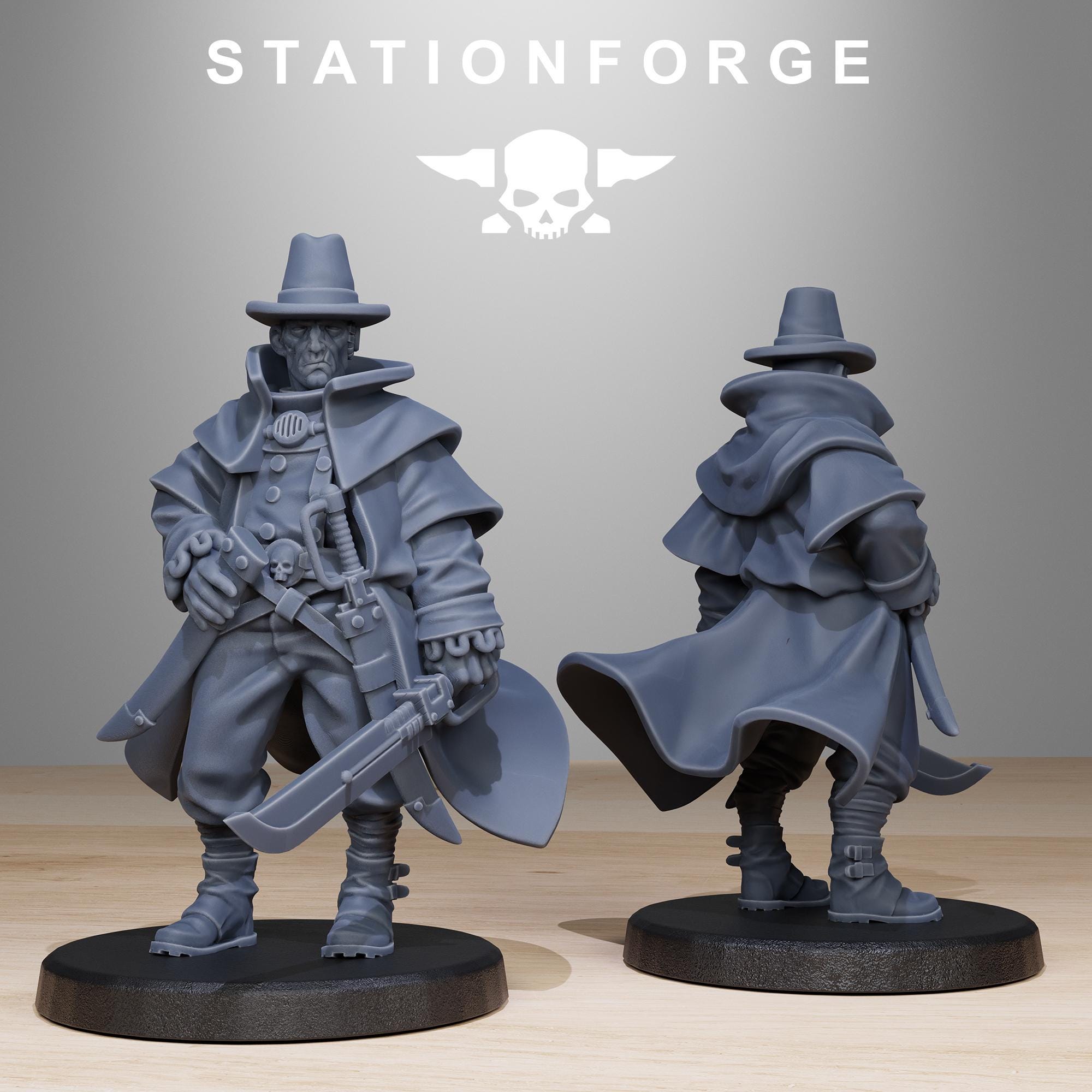 National Guard, GrimCorps Mercenaries, assassin, mechanized infantry, post apocalyptic empire, usable for tabletop wargame.