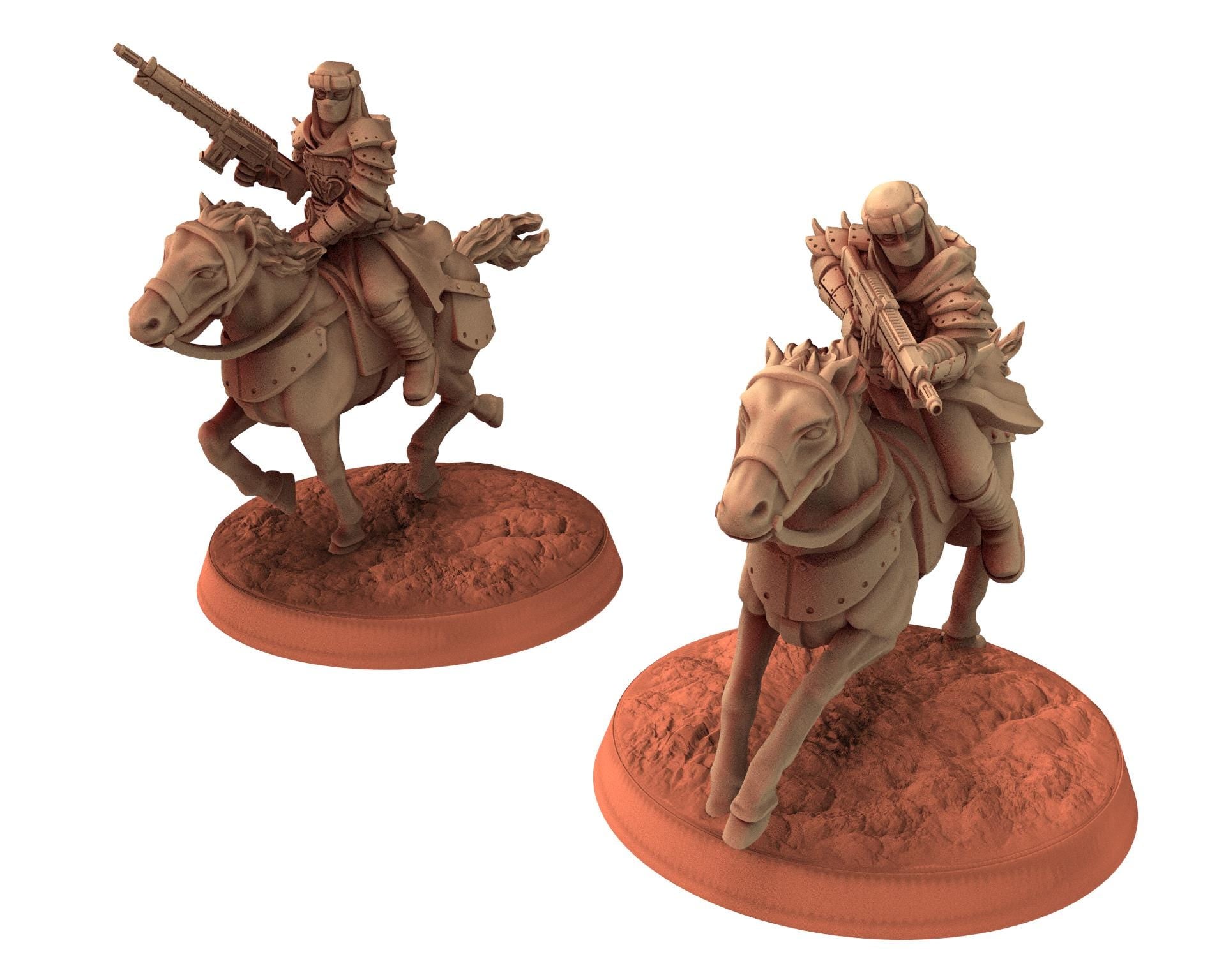 Desert Raiders - Main Cavalrymen Imperial guard post apocalyptic, usable for tabletop futuristic wargame, Dune, Star wars Quatermaster 3D