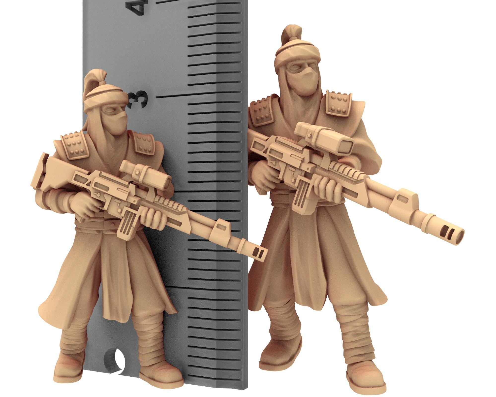 Desert Raiders - Main Cavalrymen Imperial guard post apocalyptic, usable for tabletop futuristic wargame, Dune, Star wars Quatermaster 3D