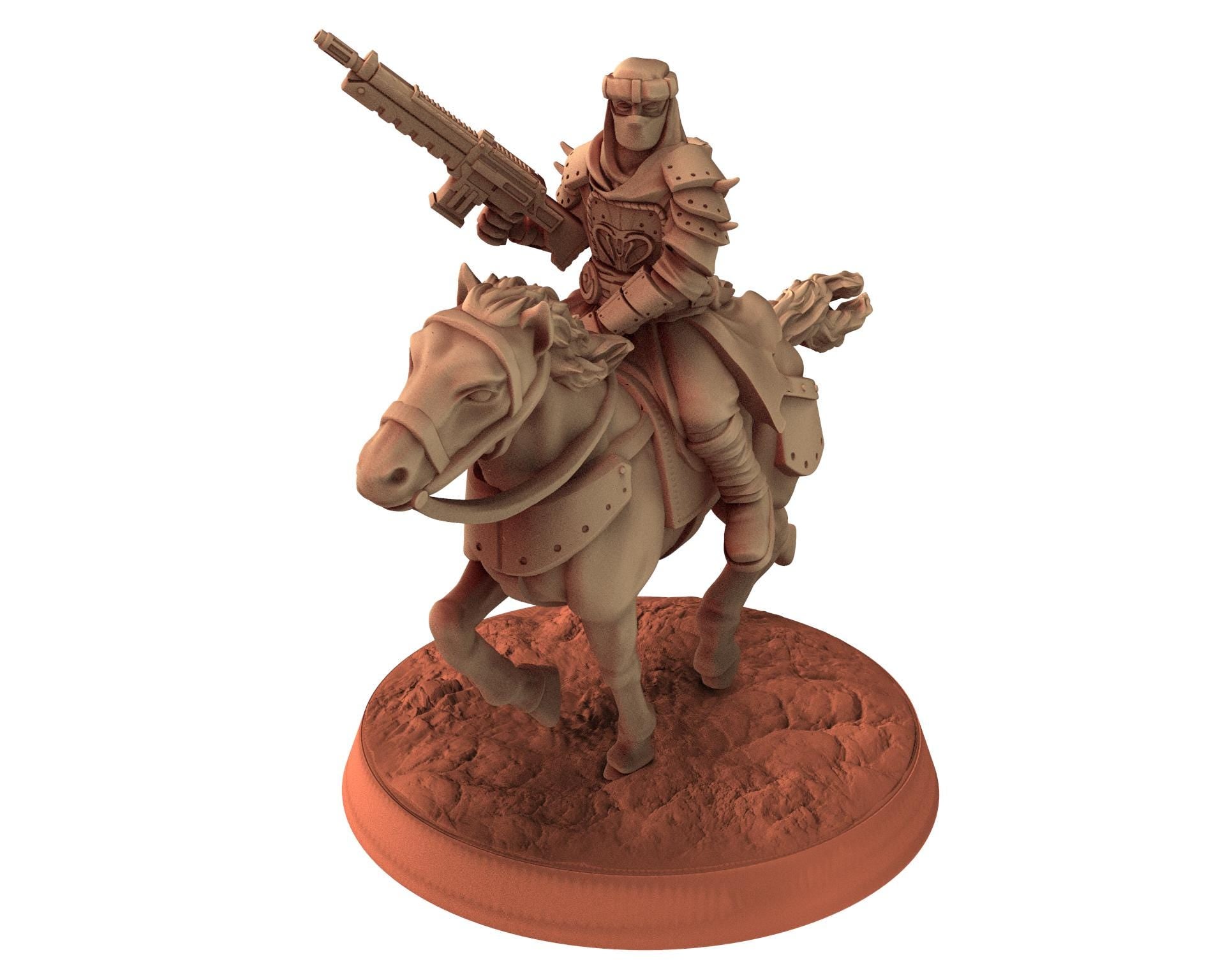 Desert Raiders - Motobike Riders Imperial guard post apocalyptic, usable for tabletop futuristic wargame, Dune, Star wars Quatermaster 3D