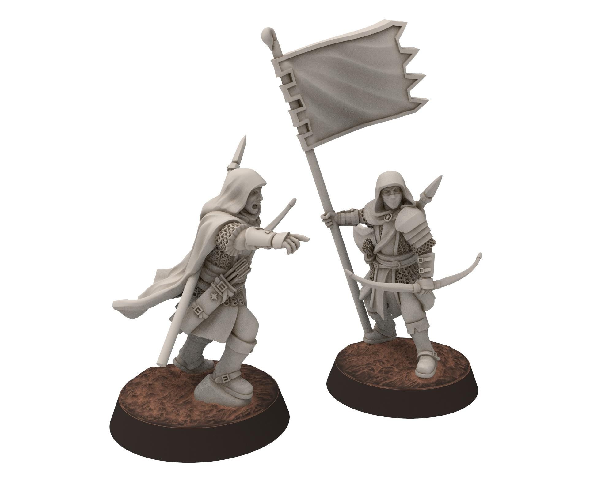 Gandor - Captain of the Rangers of the fiefdom, fief Archer, defender of the free men, miniature for wargame D&D, Lotr... Quatermaster 3D