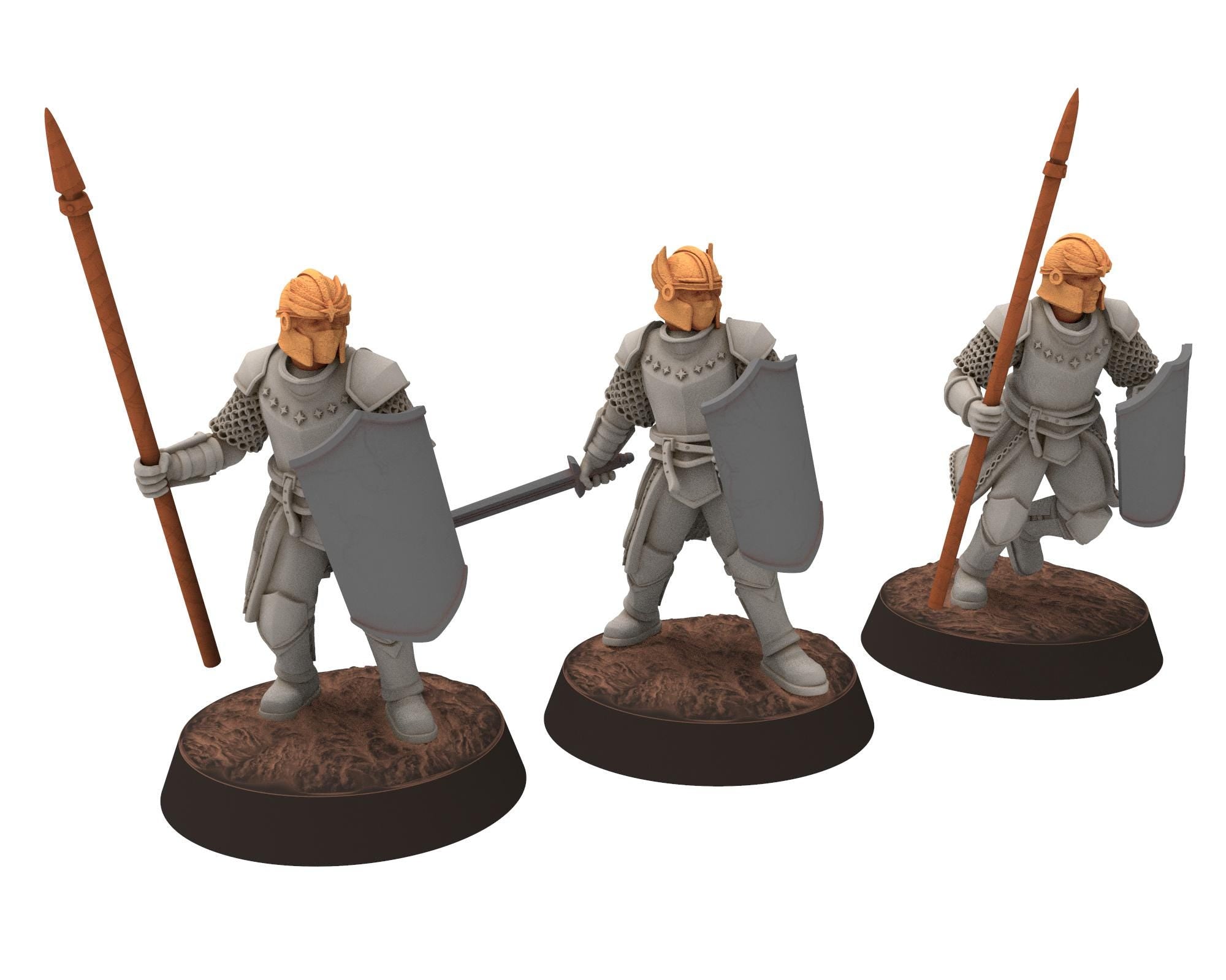 Gandor - Heavy men at arms with axes and shields, defenders of the free men realm, miniature for wargame D&D, Lotr... Quatermaster 3D