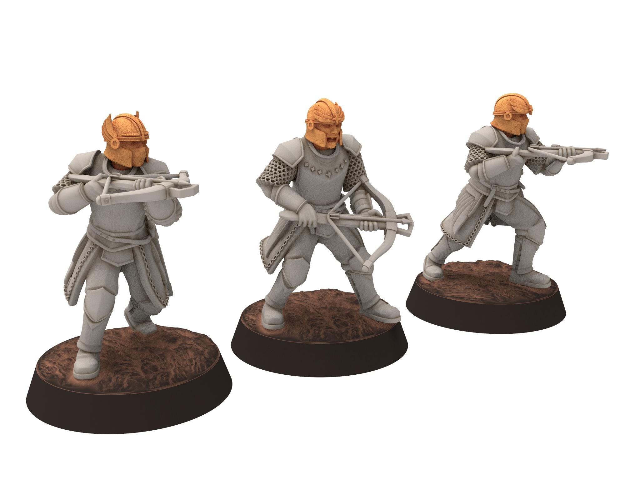Gandor - Heavy men at arms with spears and shields, defenders of the free men realm, miniature for wargame D&D, Lotr... Quatermaster 3D