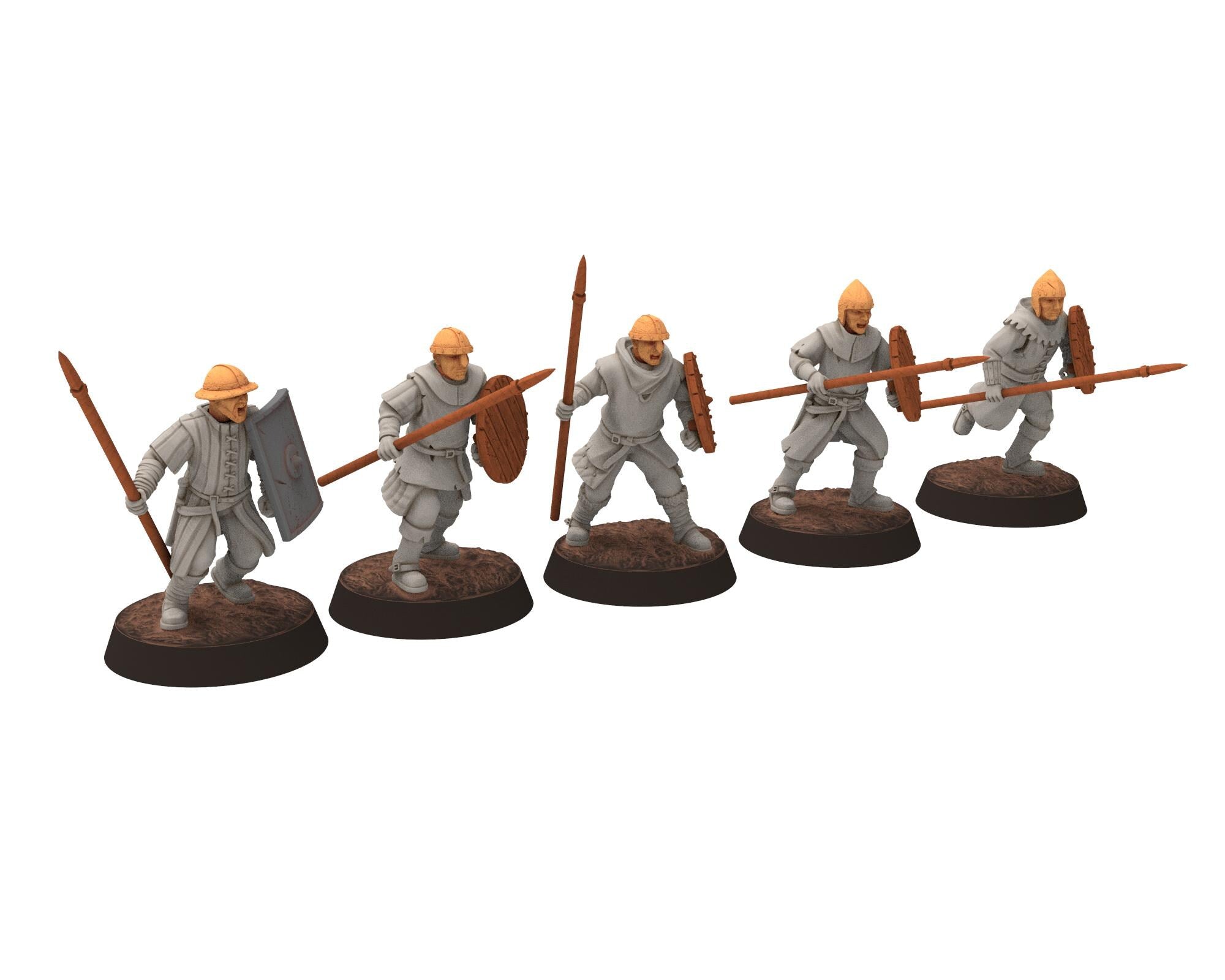 Gandor - Militia with axes and shields, defenders of the free men realm, for wargame D&D, Lotr... Quatermaster 3D custom modular miniatures