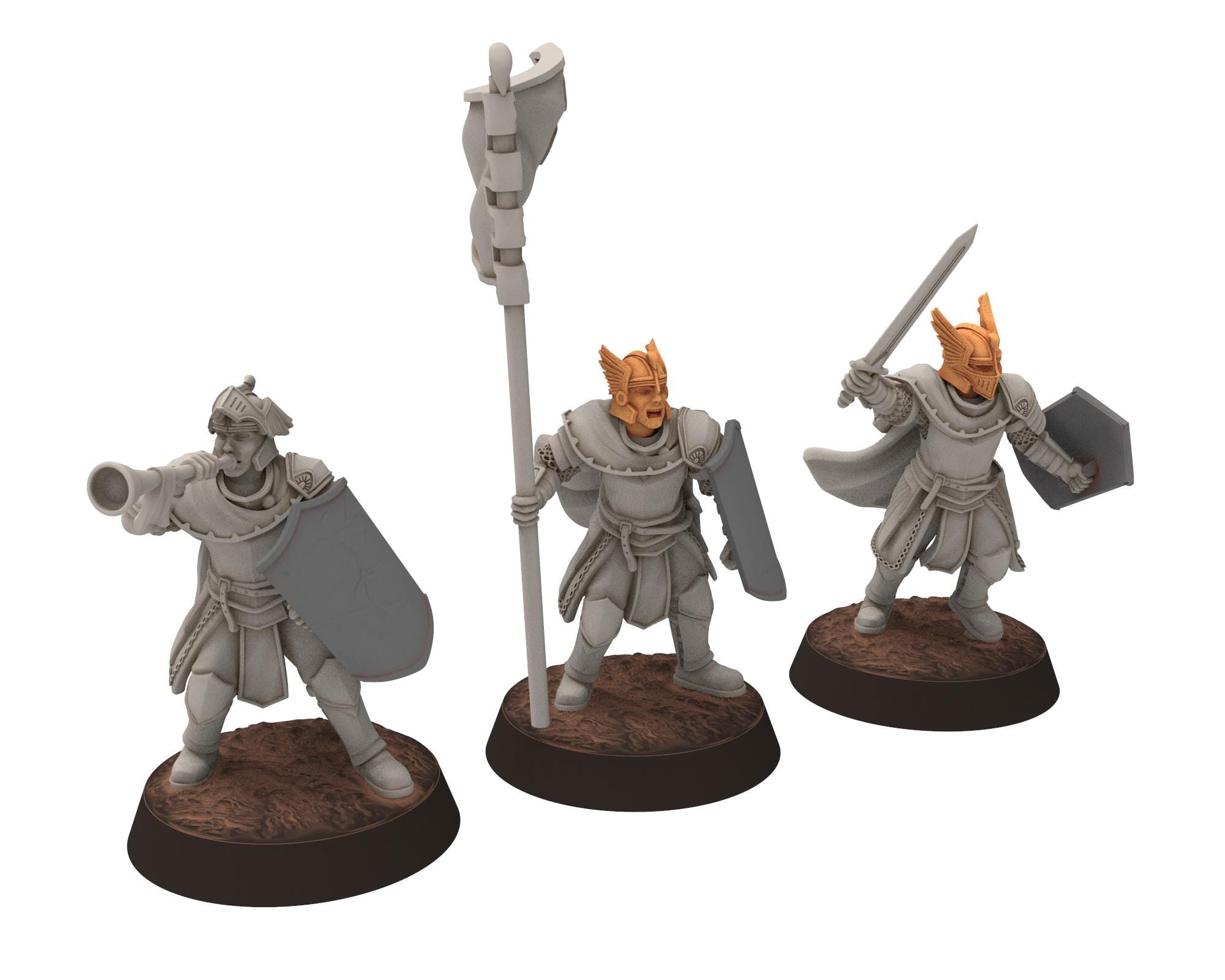 Gandor - Captain of Fantasy Foot Knights, defenders of the free men realm, for wargame D&D, Lotr... Quatermaster 3D modular miniatures