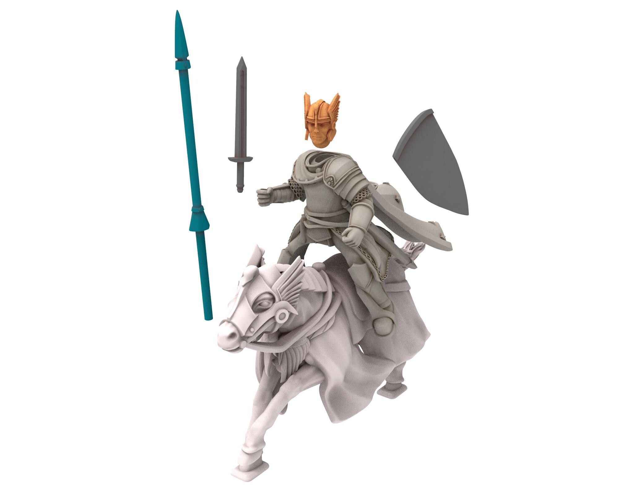 Gandor - Fantasy King Knight Mounted, defender of the free men realm, for wargame D&D, Lotr... Quatermaster 3D