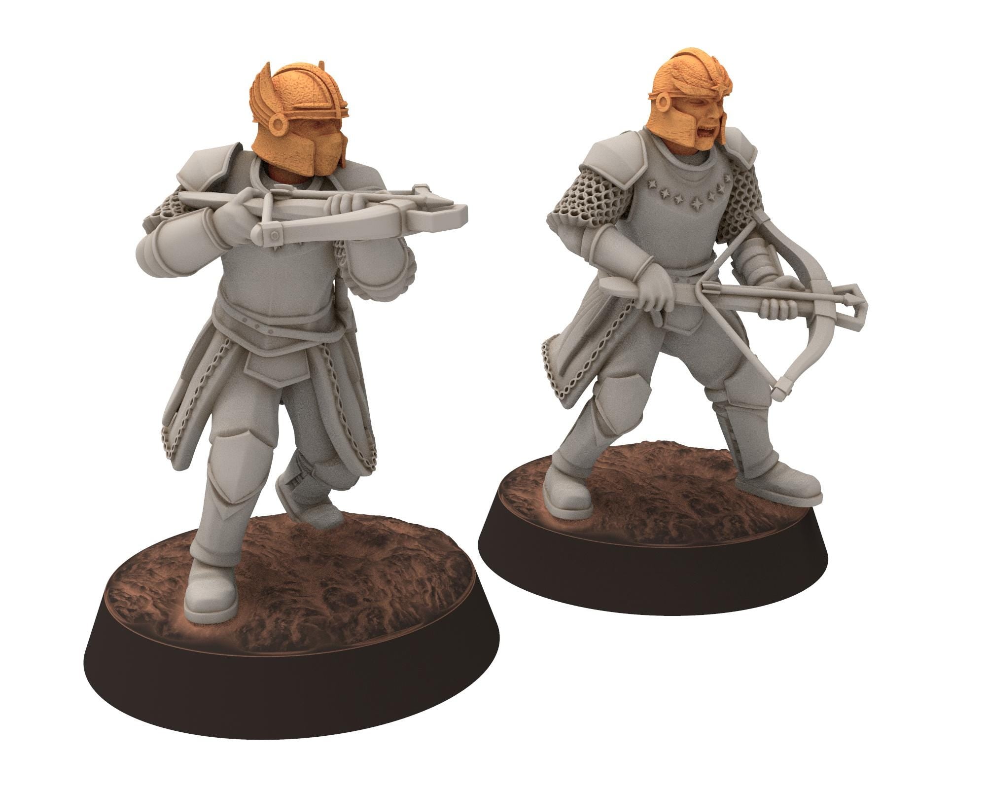 Gandor - Heavy men at arms with spears and shields, defenders of the free men realm, miniature for wargame D&D, Lotr... Quatermaster 3D
