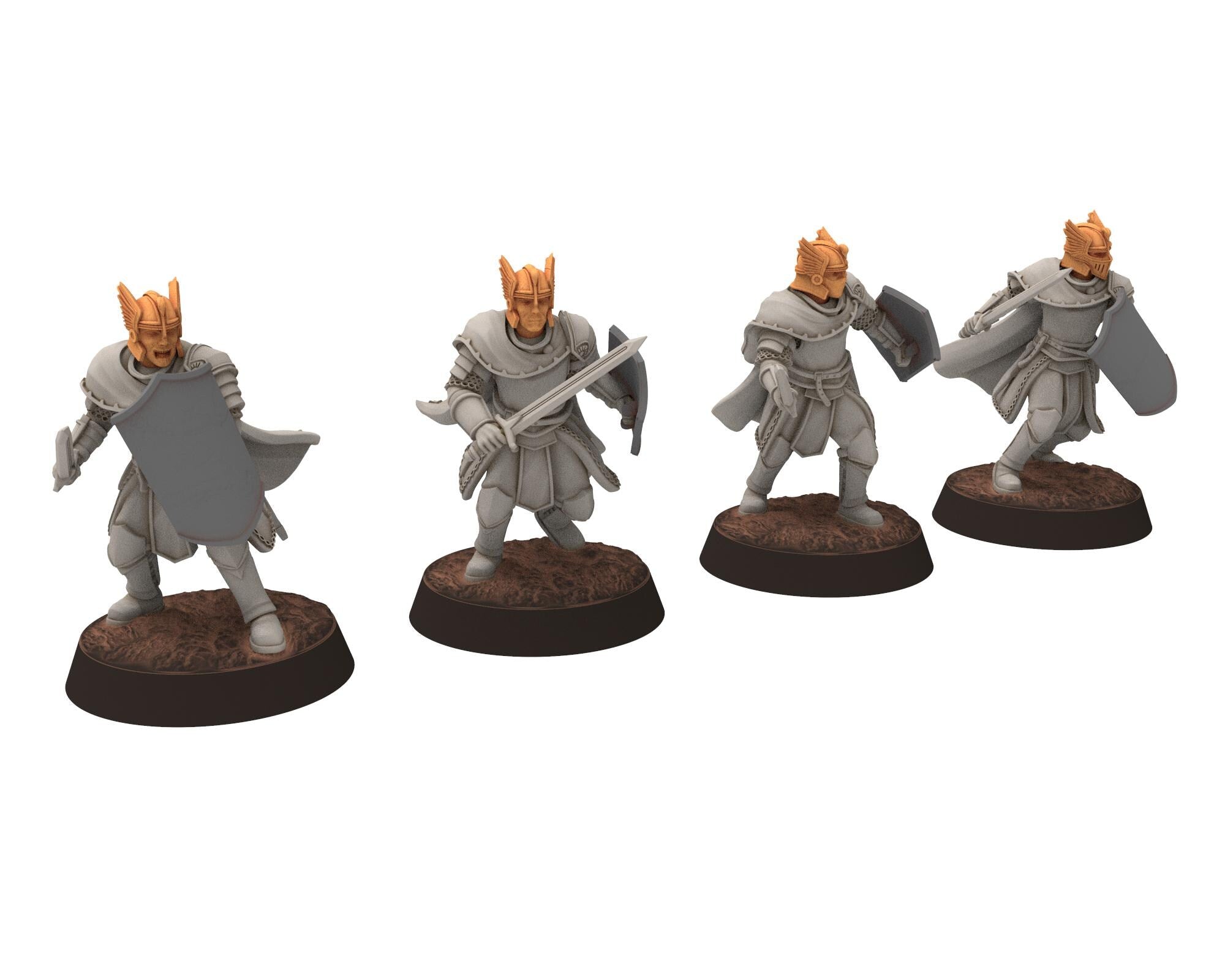 Gandor - Unit Bunble of Fantasy Foot Knights, defenders of the free men realm, for wargame D&D, Lotr... Quatermaster 3D modular miniatures