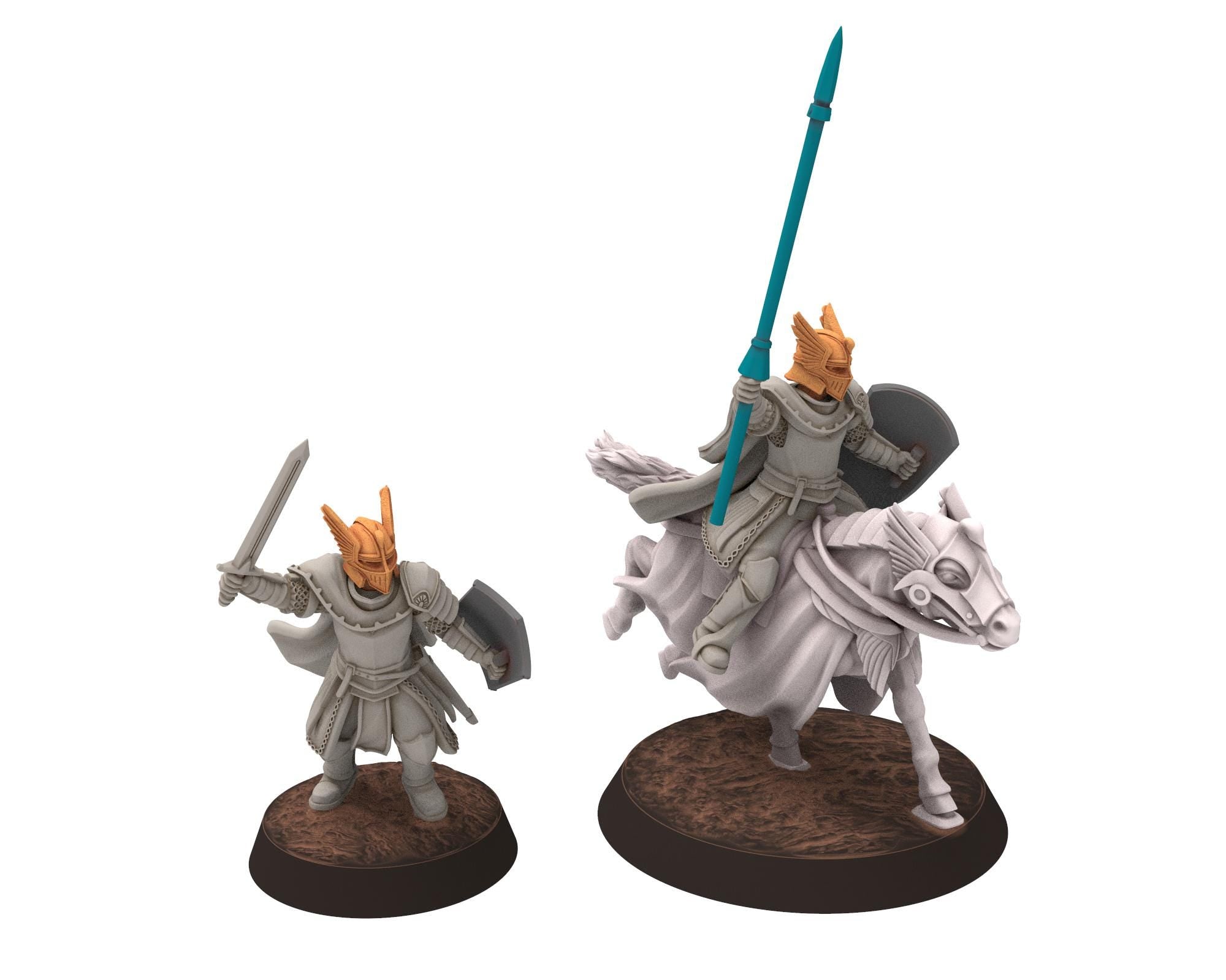 Gandor - Horn Blower of Fantasy Foot Knights, defenders of the free men realm, for wargame D&D, Lotr... Quatermaster 3D modular miniatures
