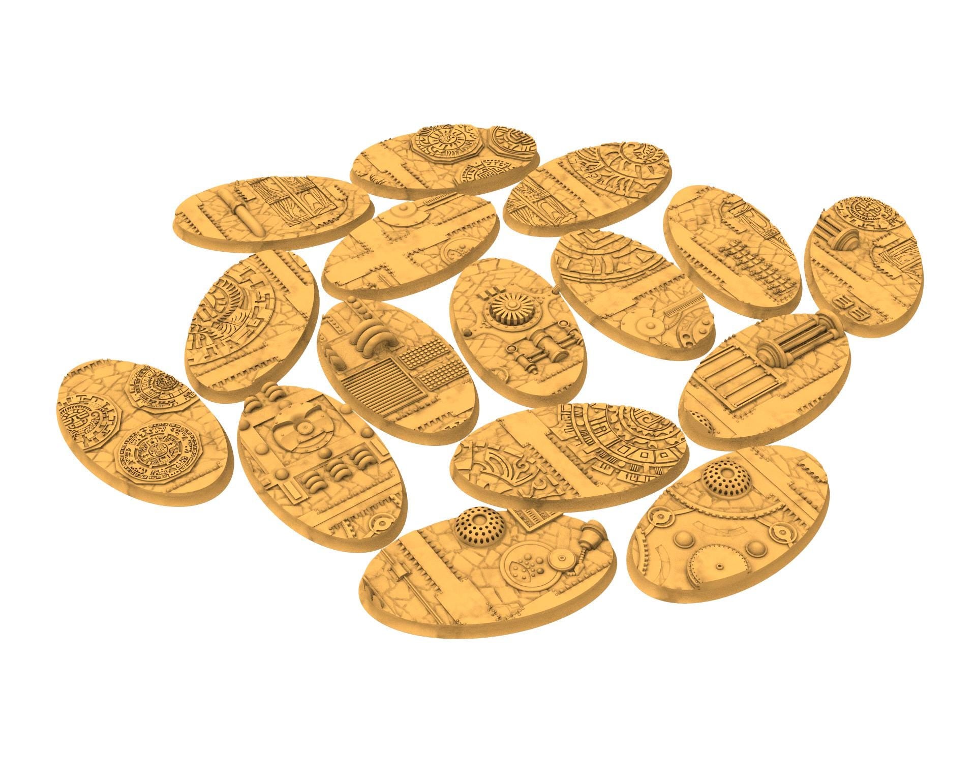 Comercial outpost - Textured Oval Bases, lot of 60mm to 170mm CMRCL set 2 usable for warmachine, wargame...