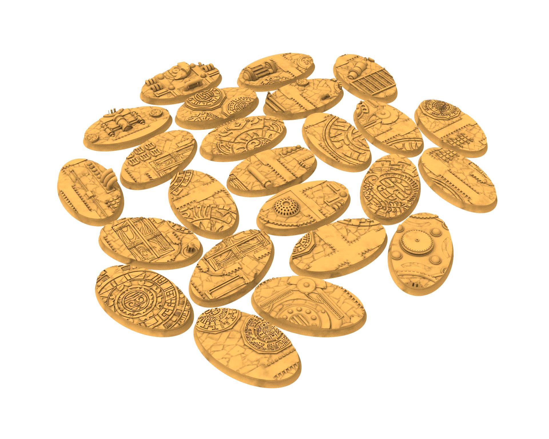 Comercial outpost - Textured Oval Bases, lot of 60mm to 170mm CMRCL set 2 usable for warmachine, wargame...
