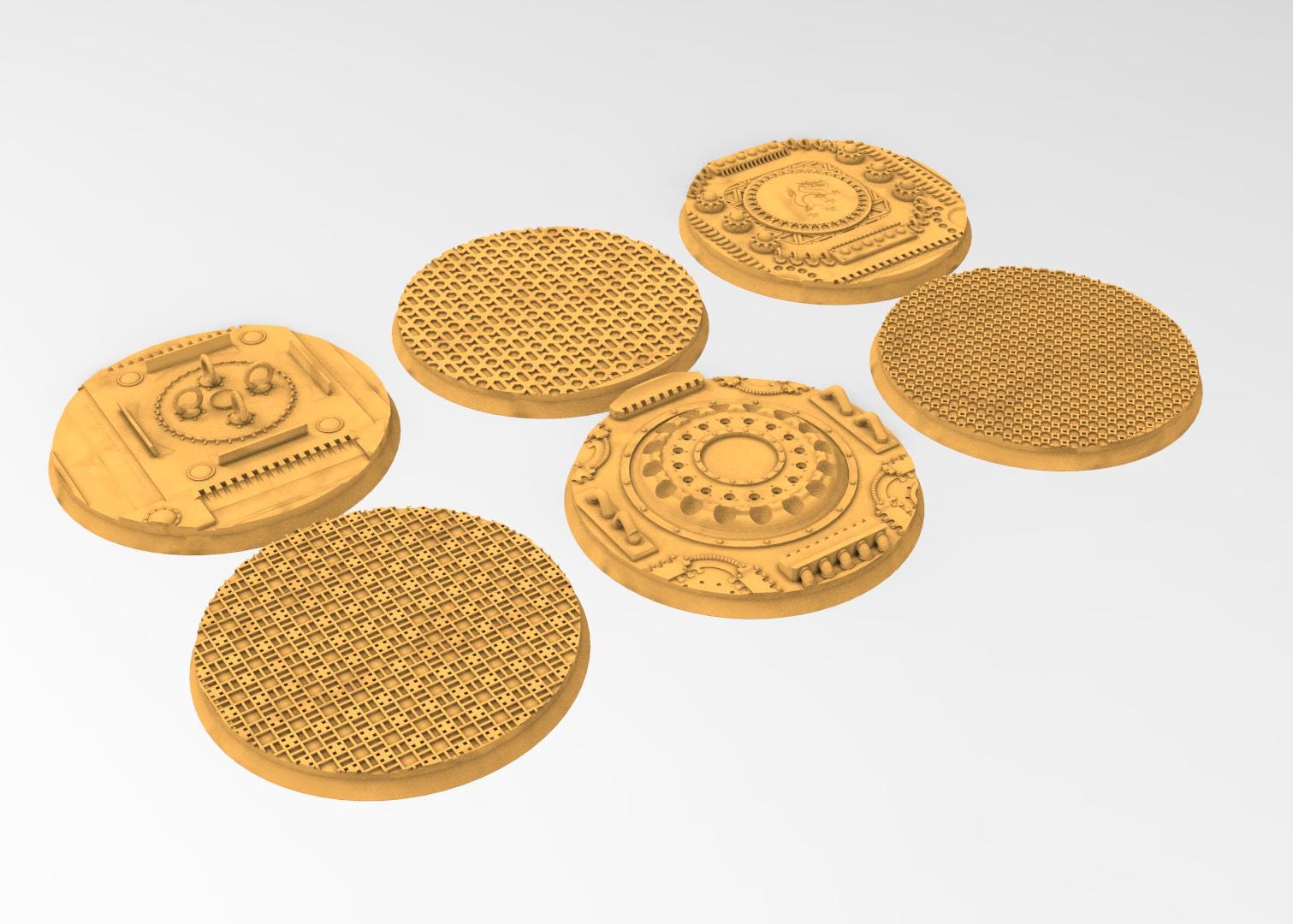 Comercial outpost - Textured Round Bases, lot of 25mm to 160mm CMRCL set 1 usable for warmachine, wargame...