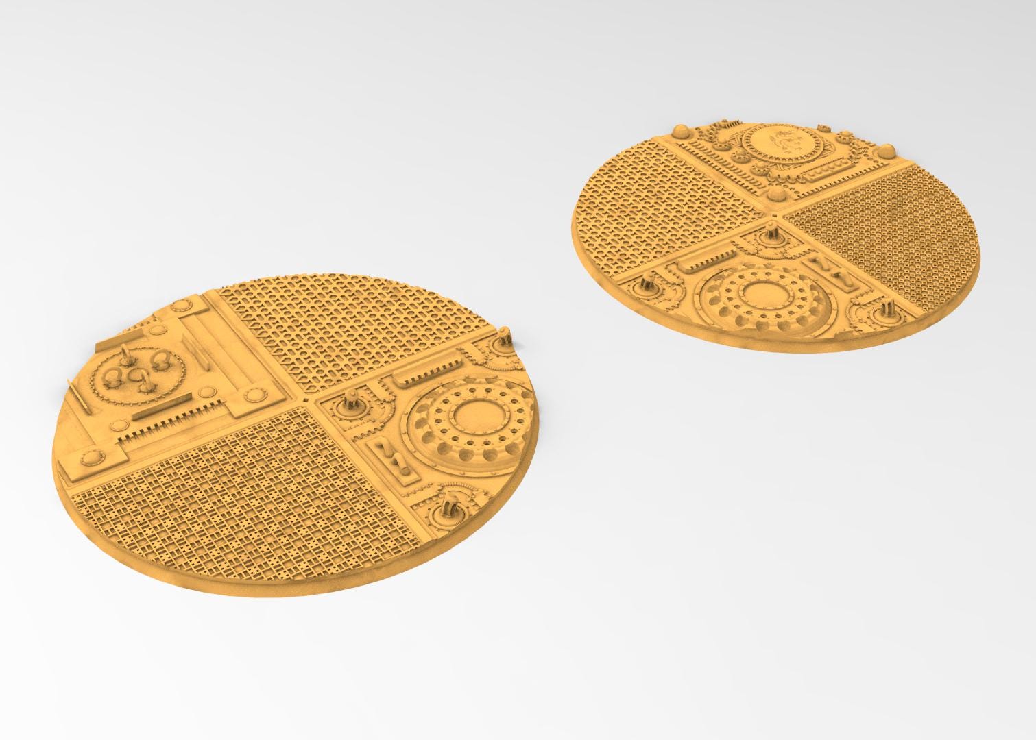Comercial outpost - Textured Round Bases, lot of 25mm to 160mm CMRCL set 1 usable for warmachine, wargame...