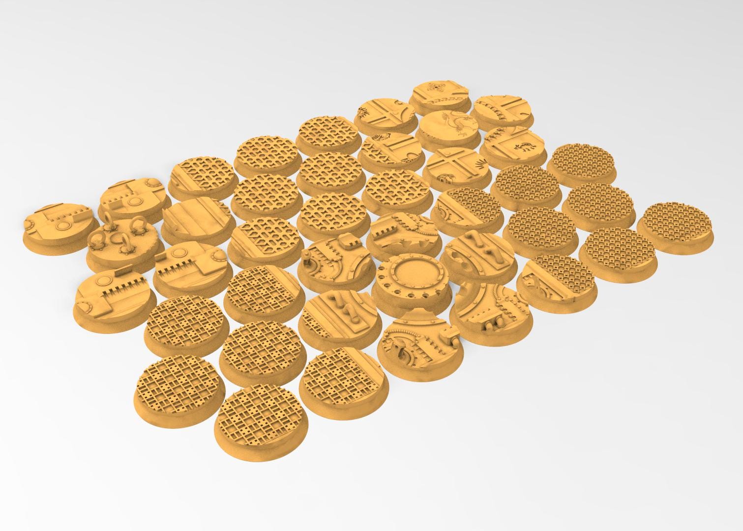 Comercial outpost - Textured Round Bases, lot of 25mm to 160mm CMRCL set 1 usable for warmachine, wargame...