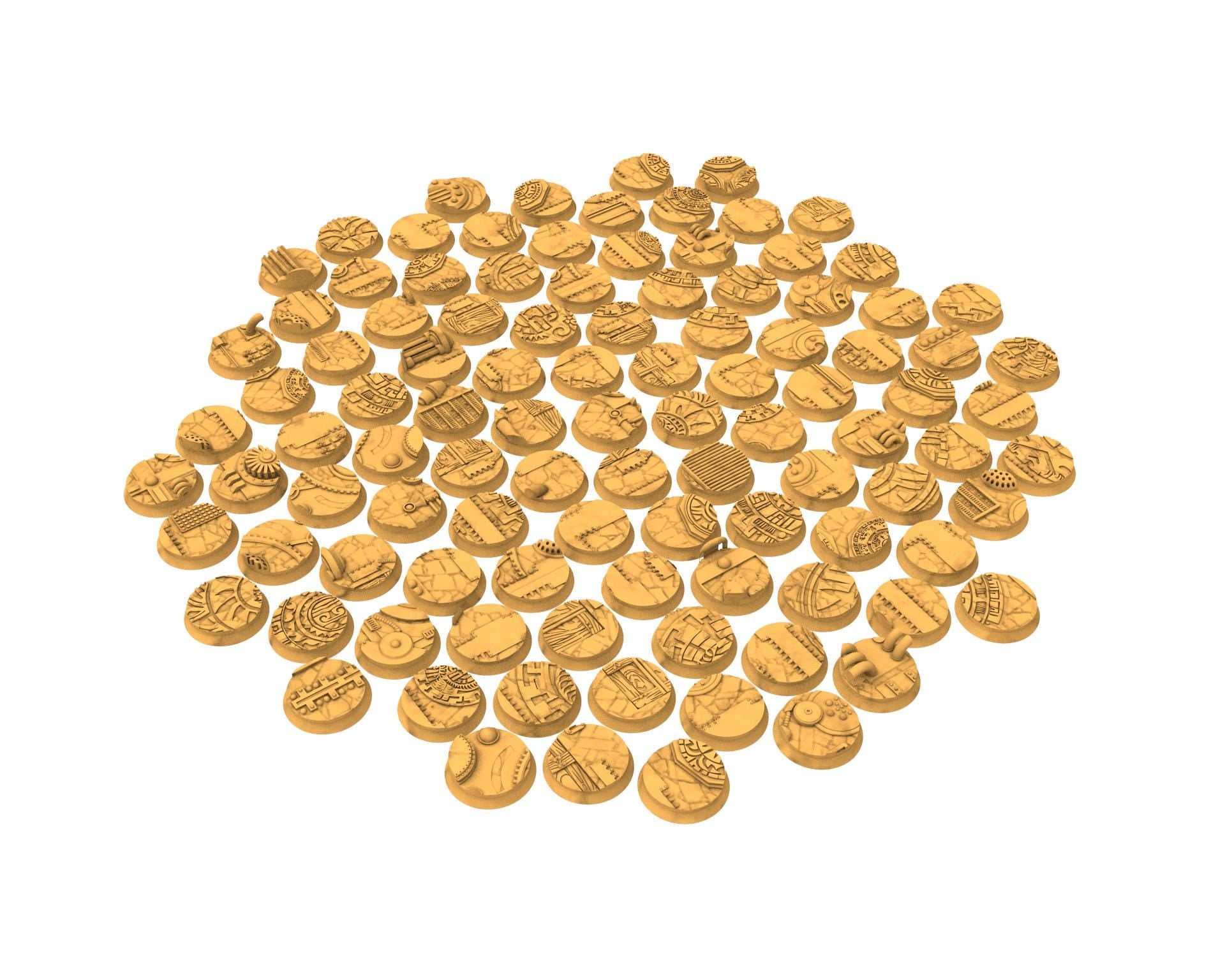 Comercial outpost - Textured Round Bases, lot of 25mm to 160mm CMRCL set 2 usable for warmachine, wargame...