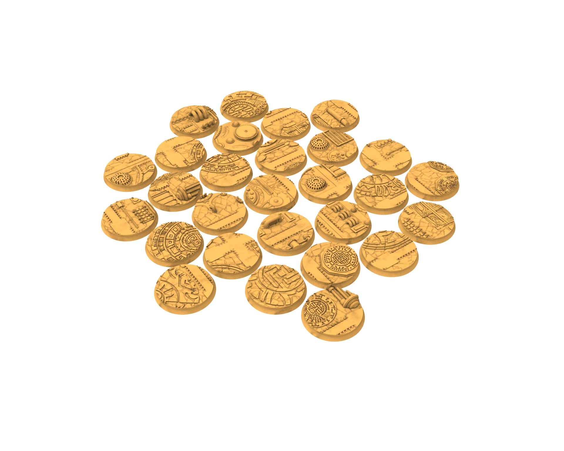Comercial outpost - Textured Round Bases, lot of 25mm to 160mm CMRCL set 2 usable for warmachine, wargame...