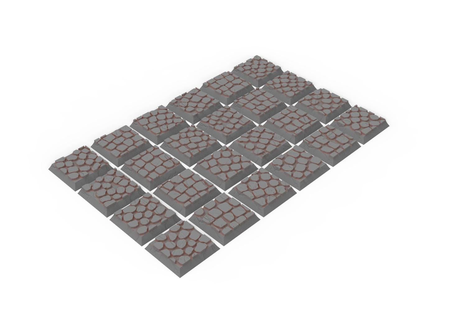Civil - Textured Square Bases, lot of 20mm to 100mm pavement usable for Oldhammer, 9th age, King of war, Confrontation, wargame...
