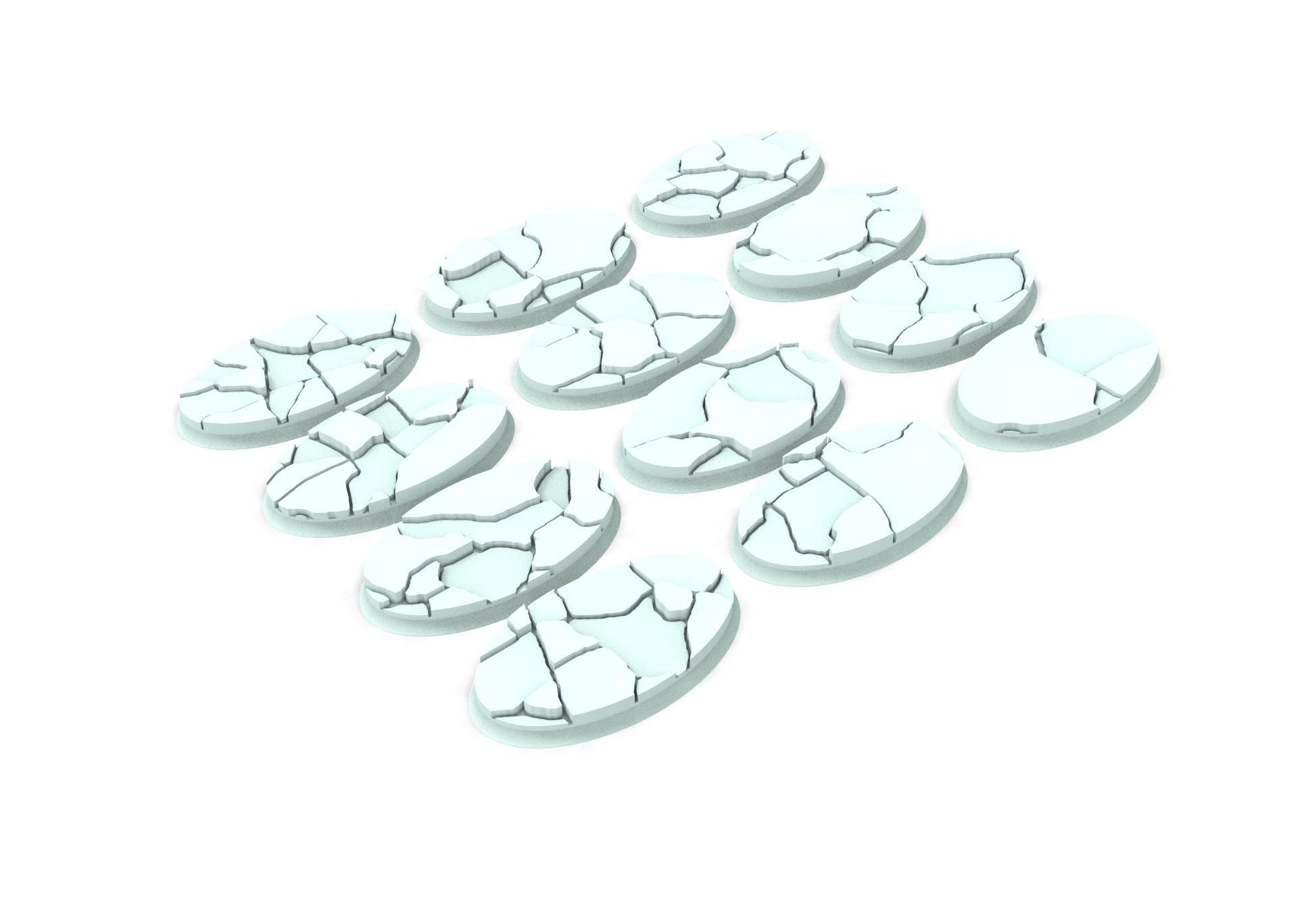 Military Base - Textured Oval Bases, lot of 60mm to 170mm MILBS set Ice usable for warmachine, wargame...