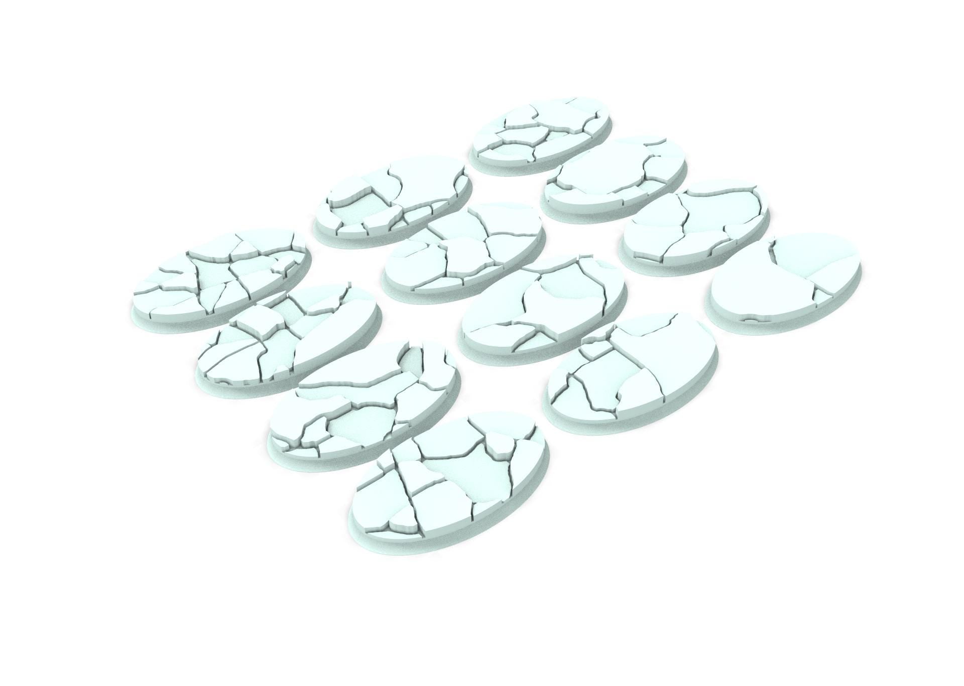 Military Base - Textured Oval Bases, lot of 60mm to 170mm MILBS set Ice usable for warmachine, wargame...