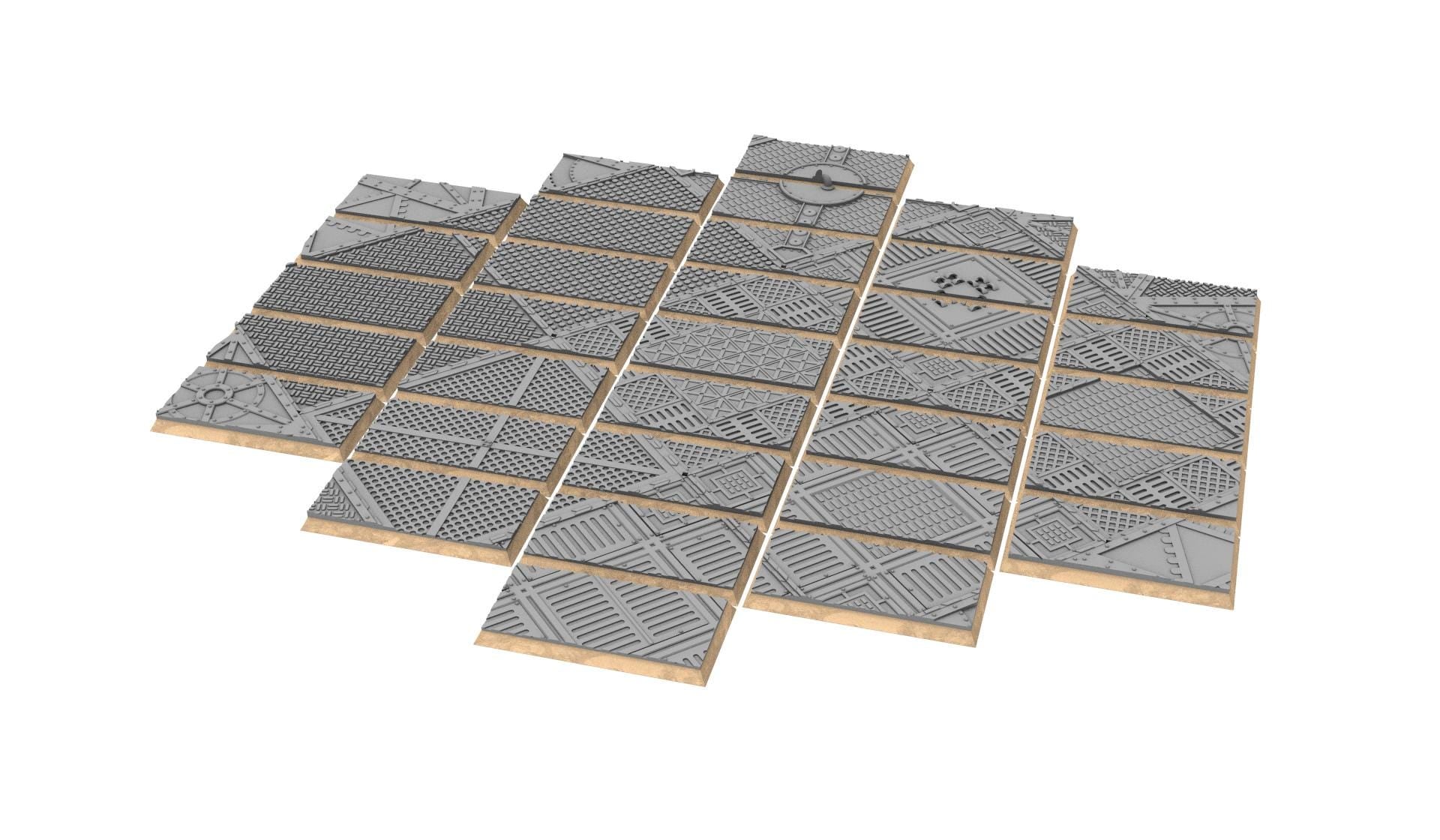 Industrial - Textured Rectangular Bases, lot of 50x25mm to 150x100mm INDRV Factory ground usable for Oldhammer, 9th age, King of war...