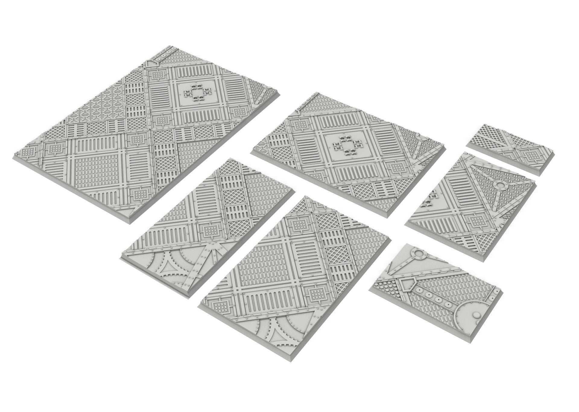 Industrial - Textured Rectangular Bases, lot of 50x25mm to 150x100mm INDRV Factory ground usable for Oldhammer, 9th age, King of war...