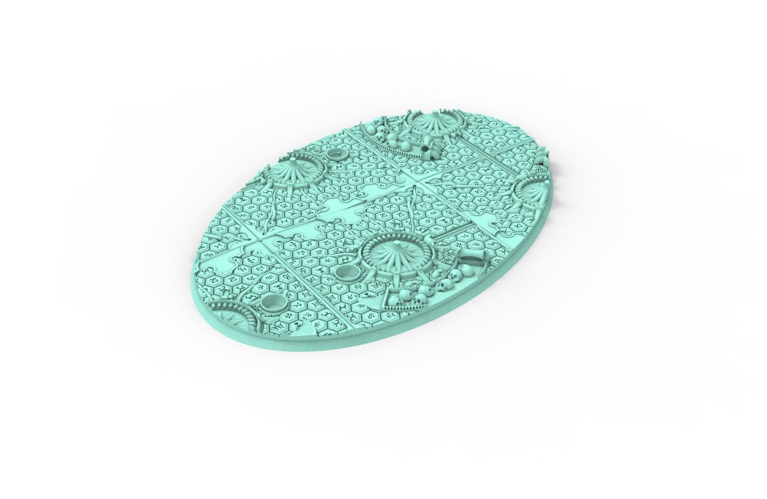 Dark City - Textured Oval Bases, lot of 60mm à 170mm, DRKCT Eldar space fantasy elves runic ground set 5 usable for warmachine, wargame...