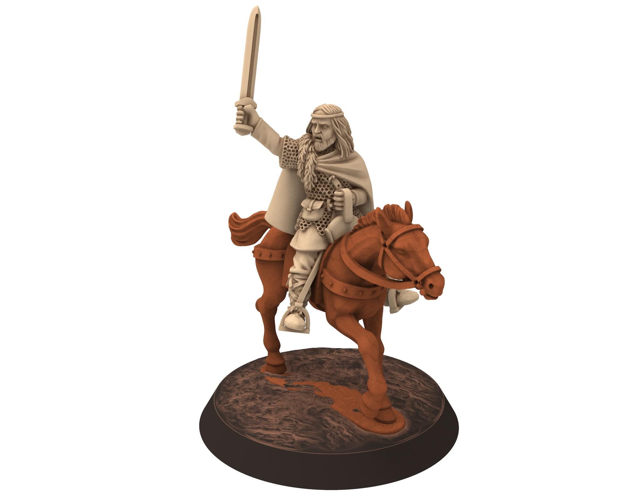Vendel Era - Finn Hero Mounted and on foot, Germanic Tribe Warband, 7 century, miniatures 28mm for wargame Historical... Medbury miniature