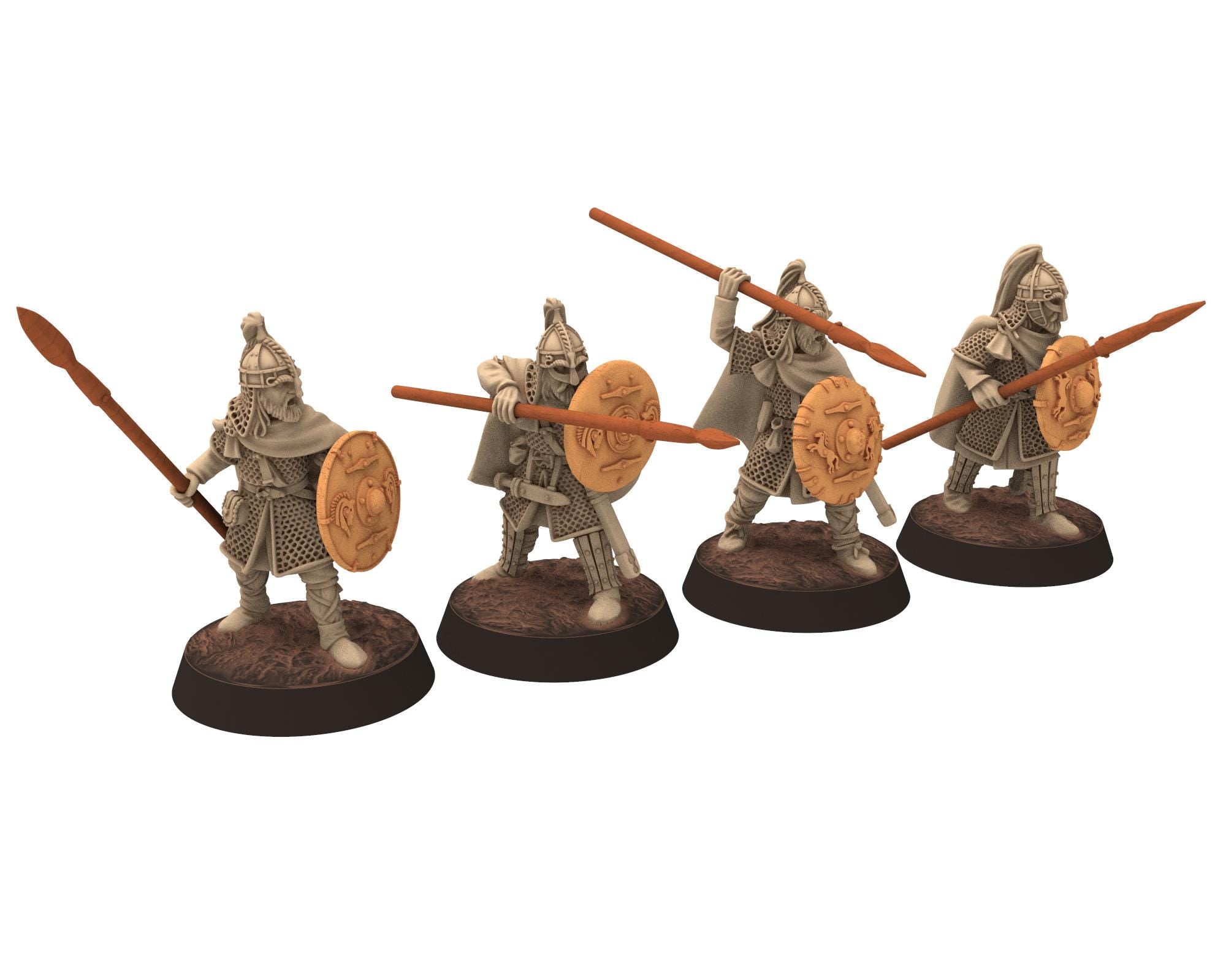 Vendel Era - Thanes Swordmen on foot, Germanic Jutish Tribe Warband, 6-8th century, miniatures 28mm wargame Historical... Medbury miniature