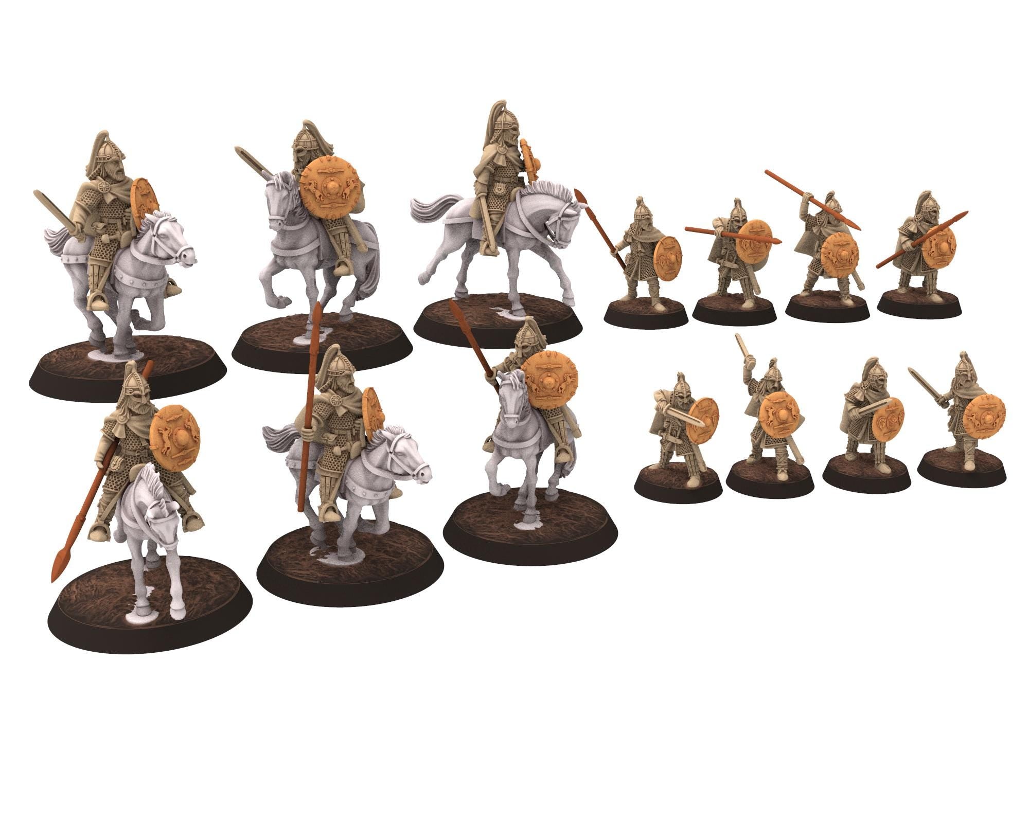 Vendel Era - Thanes Swordmen on foot, Germanic Jutish Tribe Warband, 6-8th century, miniatures 28mm wargame Historical... Medbury miniature