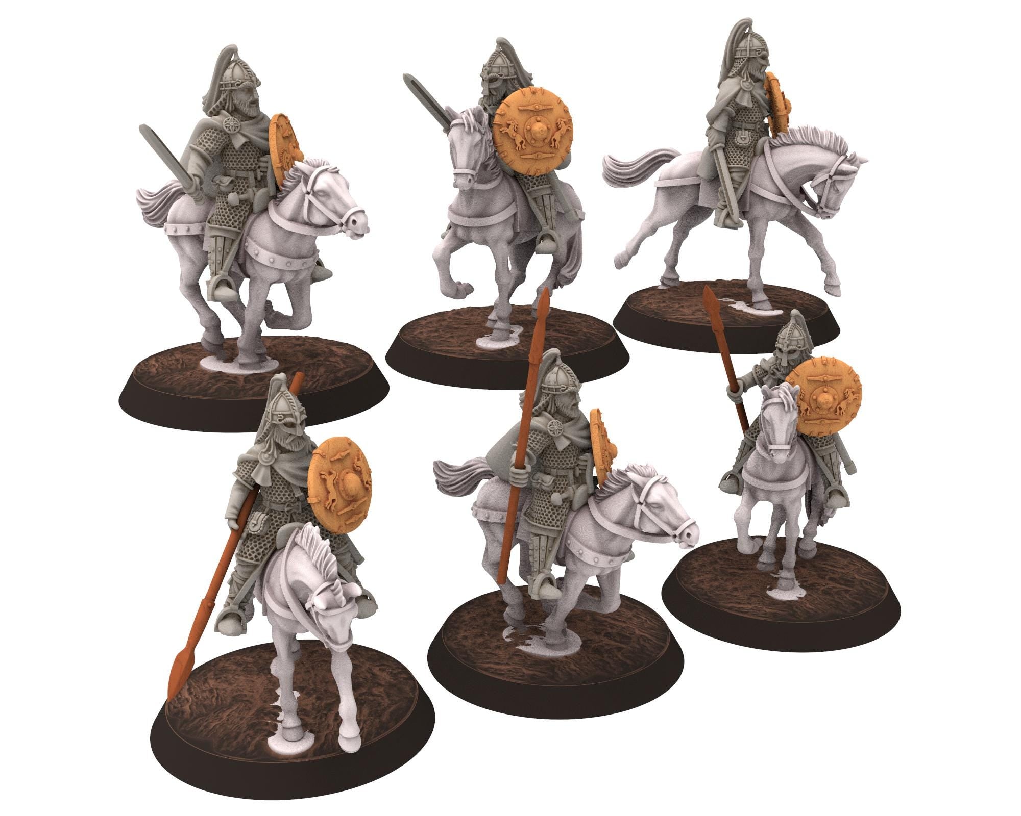 Rohan - Royal Bodyguards Swormen Mounted, Knight of Rohan, the Horse-lords of the mark, minis for wargame D&D, Lotr... Medbury miniatures