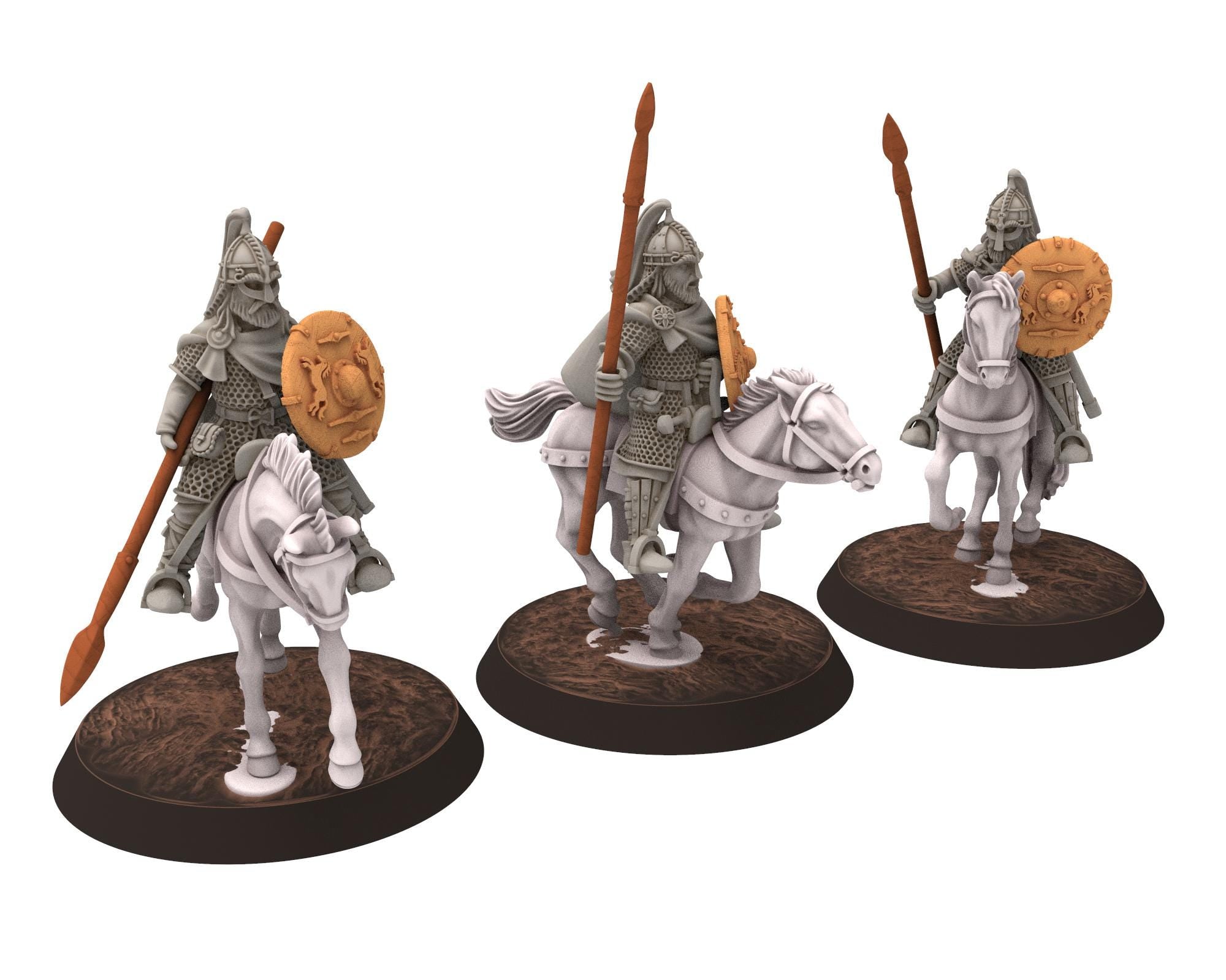 Rohan - Royal Bodyguards Swormen Mounted, Knight of Rohan, the Horse-lords of the mark, minis for wargame D&D, Lotr... Medbury miniatures