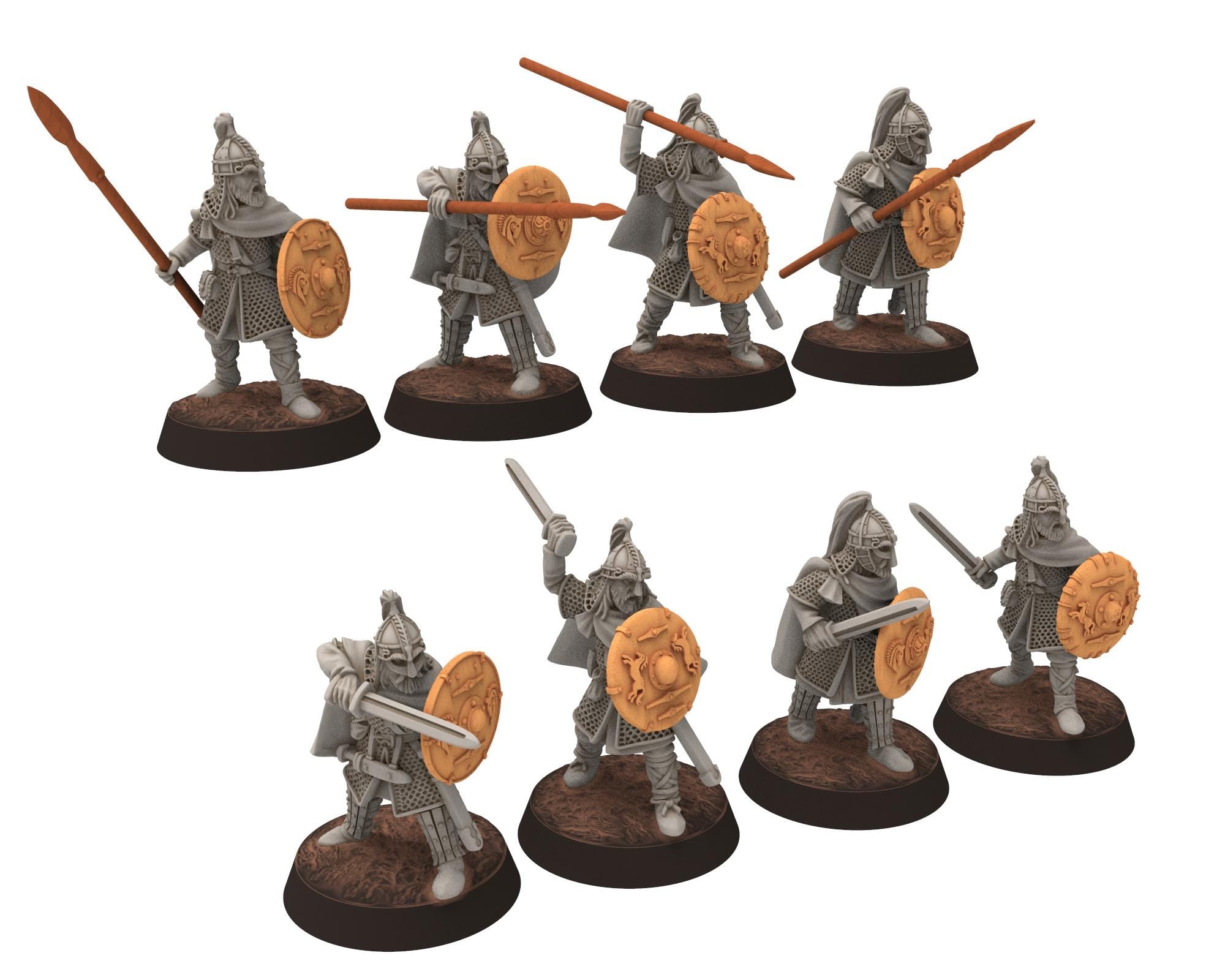Rohan - Royal Bodyguards Swormen Mounted, Knight of Rohan, the Horse-lords of the mark, minis for wargame D&D, Lotr... Medbury miniatures