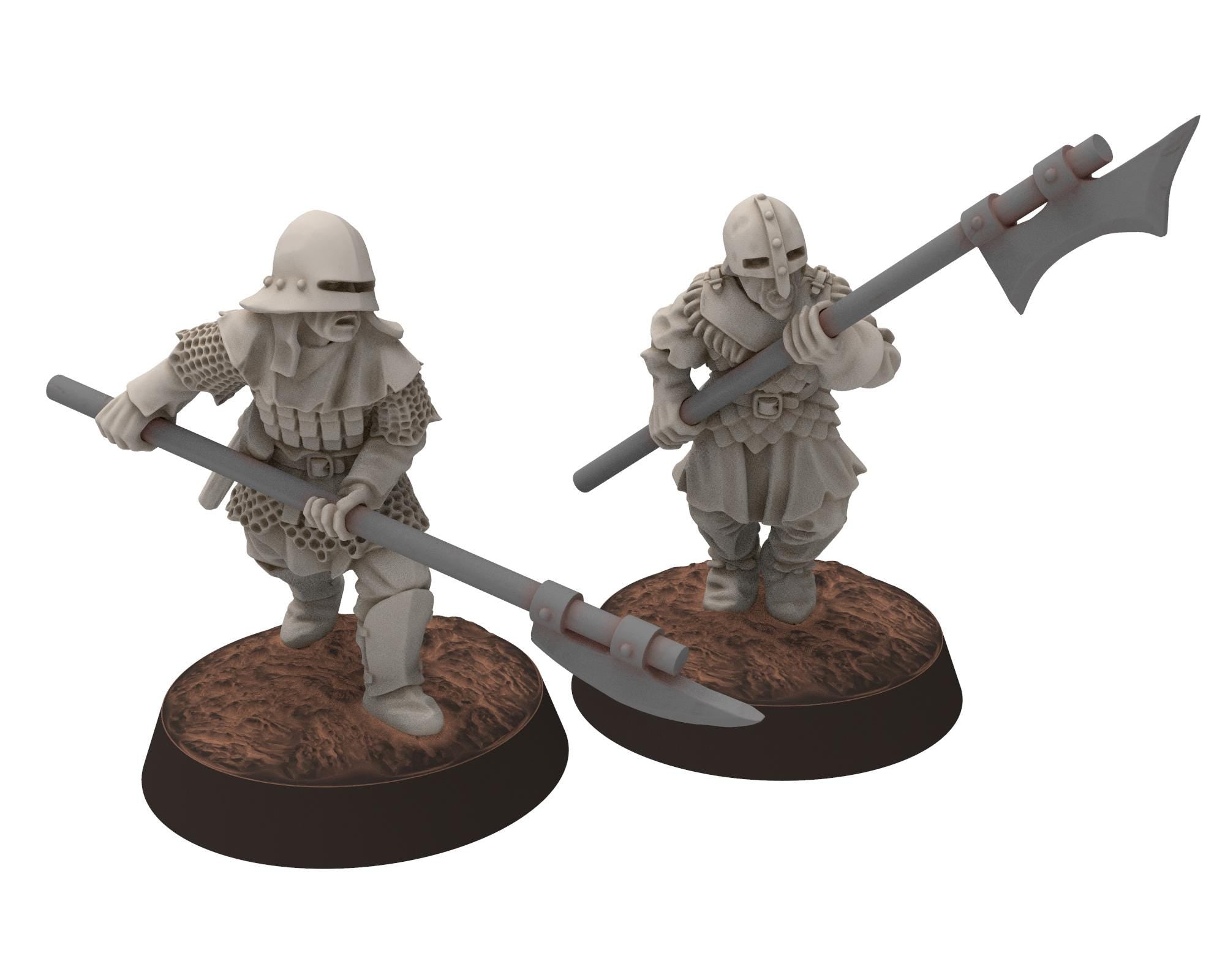 Orcs horde - Orc Billmen Halberd infantry, Orc warriors warband, Middle rings miniatures for wargame D&D, Lotr... Medbury miniatures