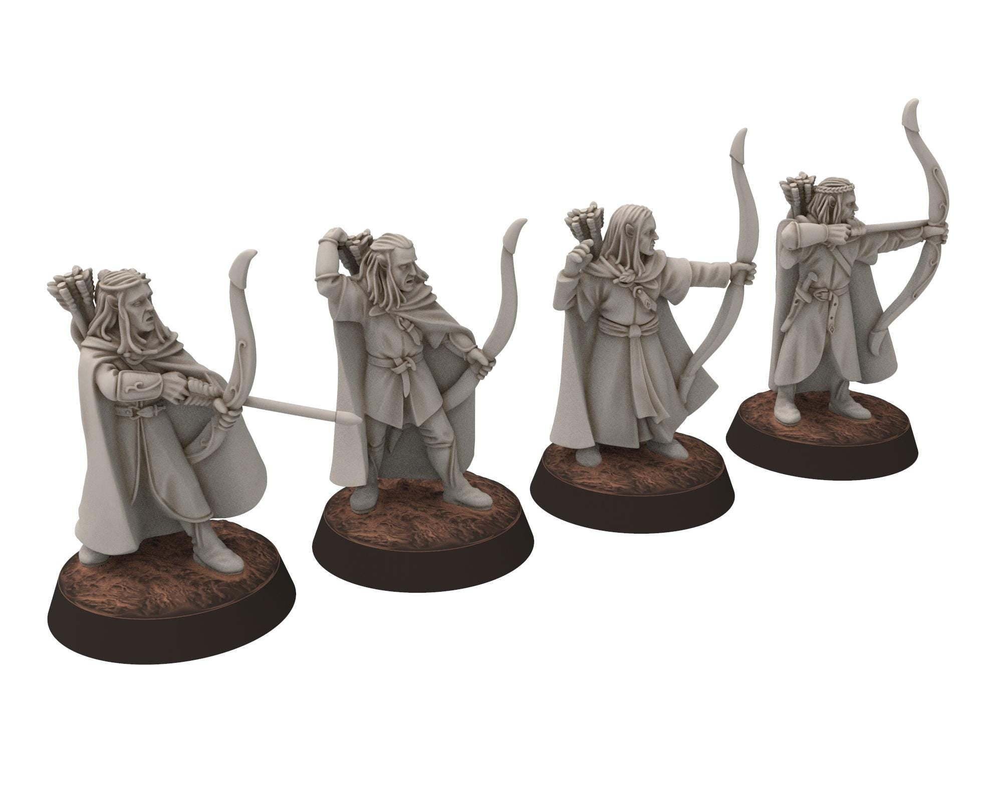 Darkwood - Elven Milita with Bows, Full unit, Sylvan Eldar Kingdom, Middle rings miniatures for wargame D&D, LOTR, Medbury miniatures