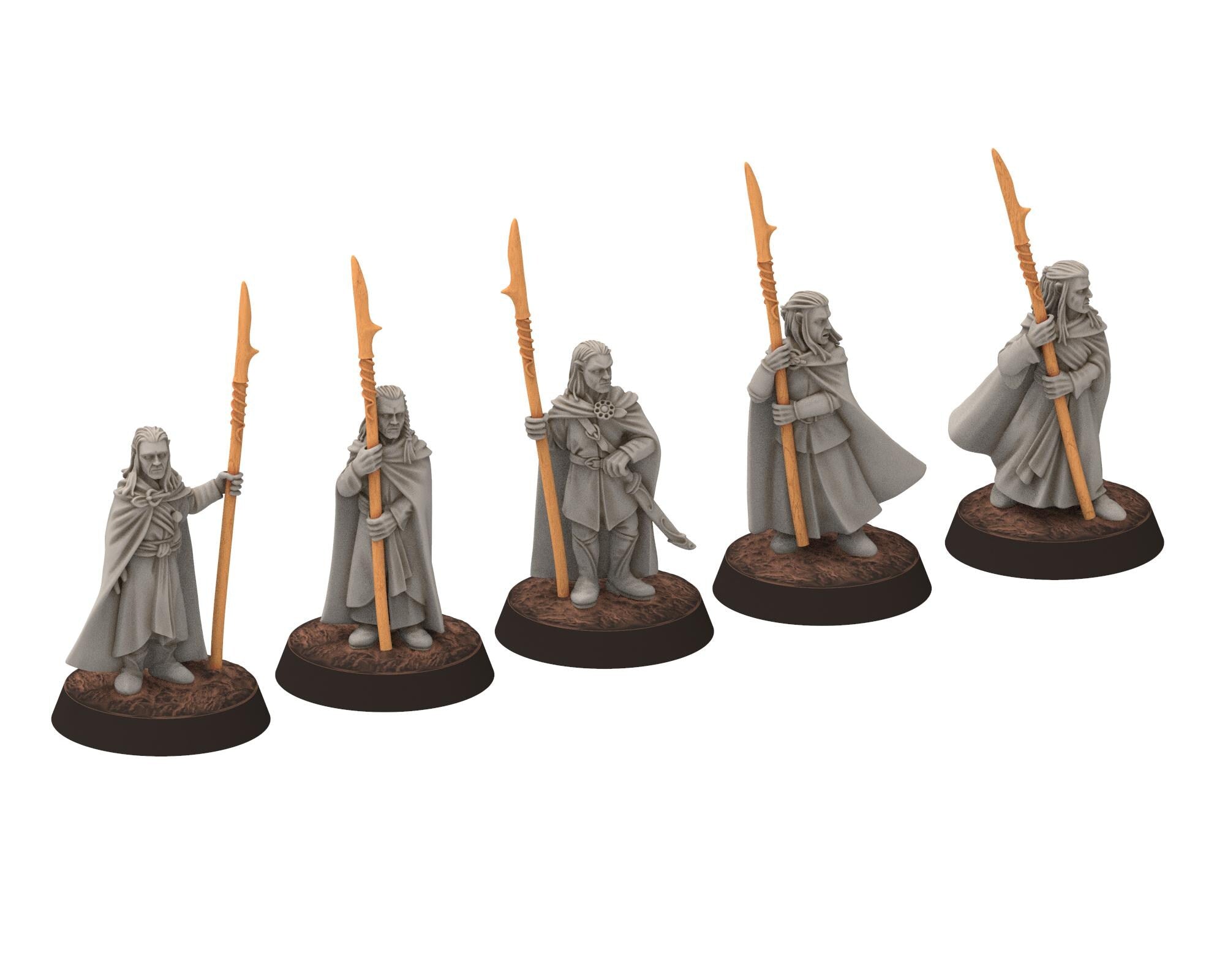 Darkwood - Elven Milita with Spears, Full unit, Sylvan Eldar Kingdom, Middle rings miniatures for wargame D&D, LOTR, Medbury miniatures