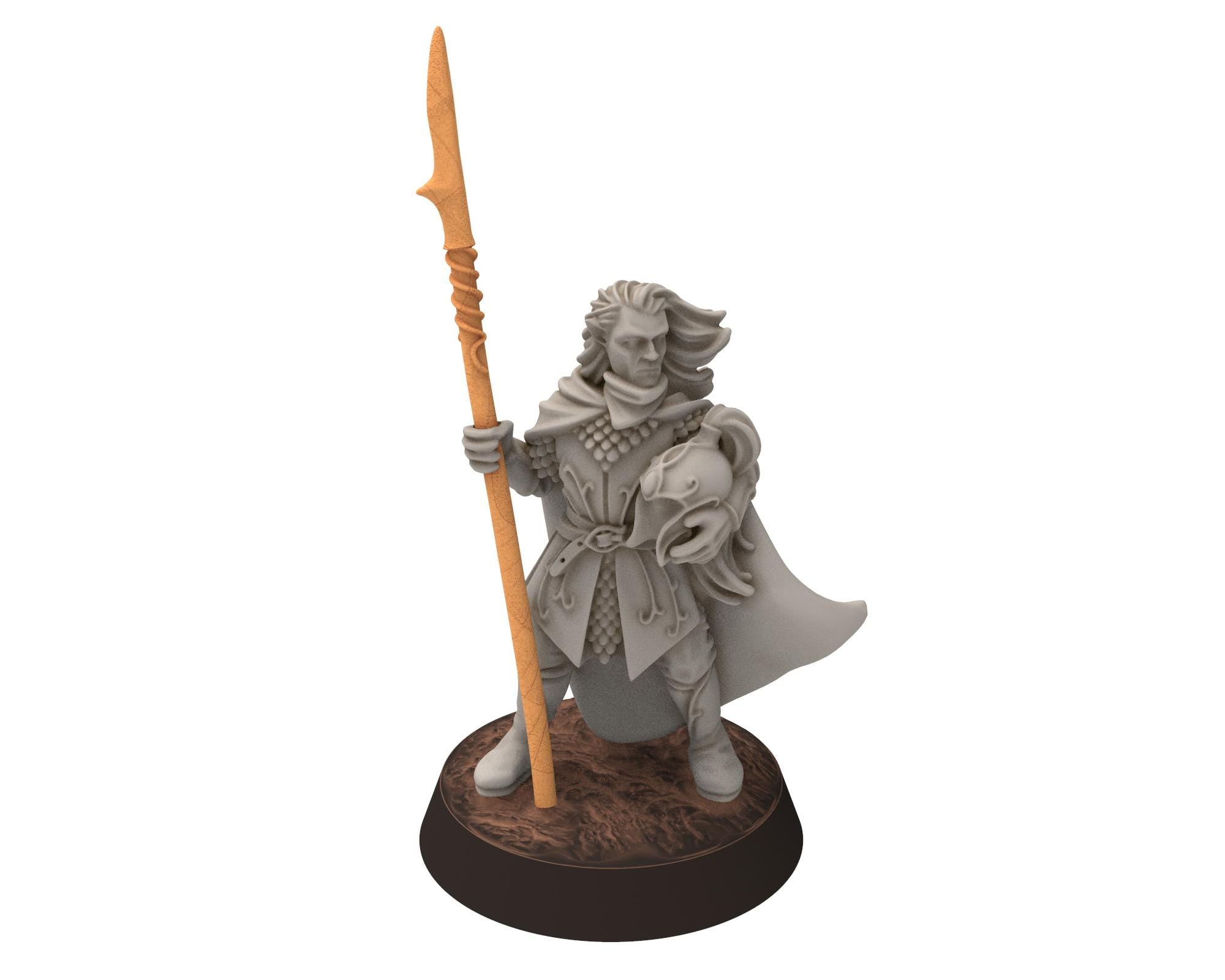 Darkwood - Wood Elf spearmen V2, Sylvan Eldar Kingdom, Middle rings miniatures for wargame D&D, LOTR, Medbury miniatures