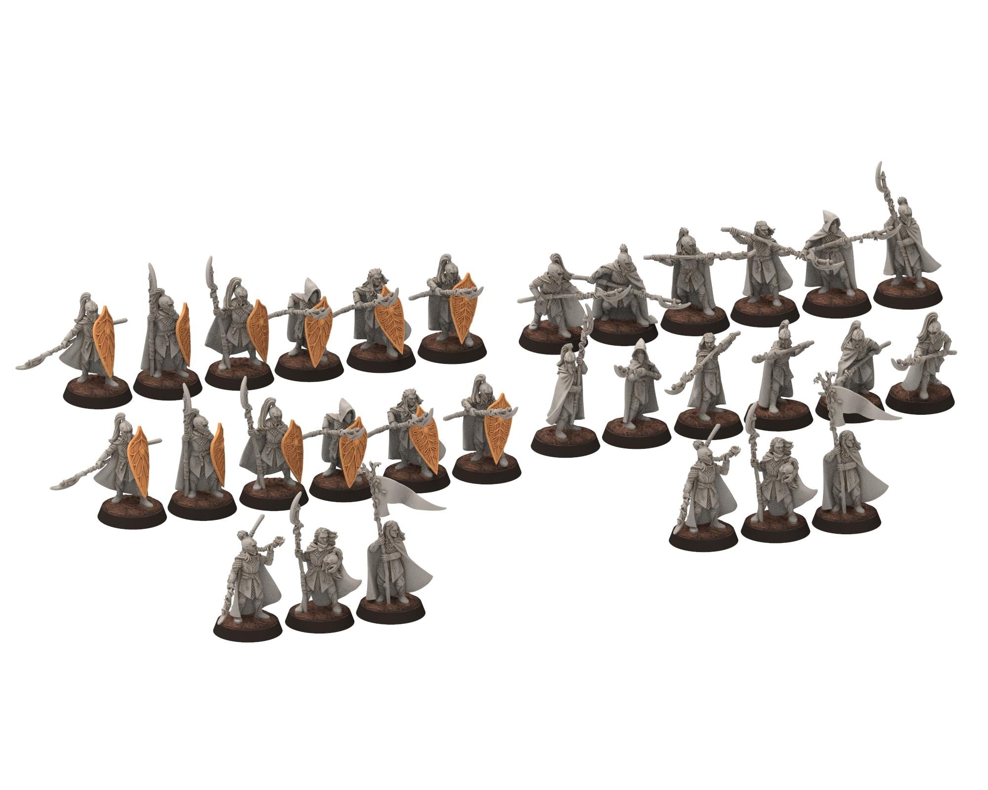 Darkwood - Wood Elf spearmen Bundle, Sylvan Eldar Kingdom, Middle rings miniatures for wargame D&D, LOTR, Medbury miniatures