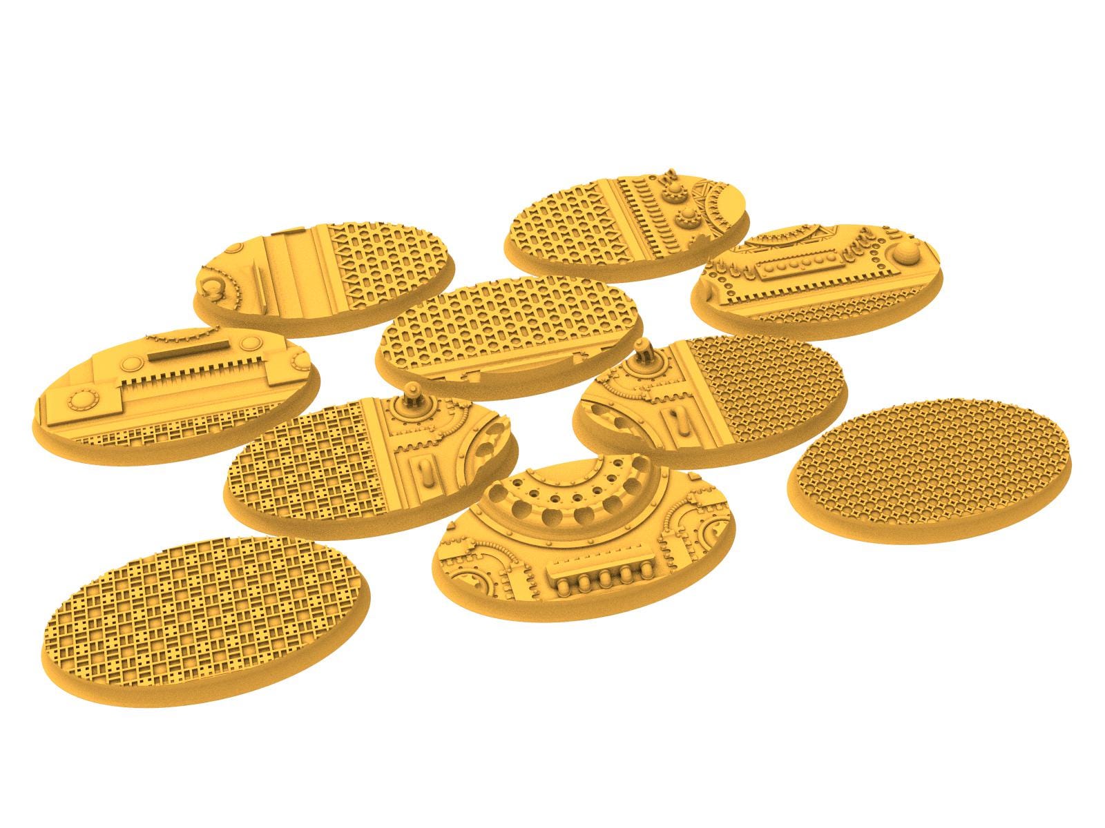 Comercial outpost - Textured Oval Bases, lot of 60mm to 170mm CMRCL set 1 usable for warmachine, wargame...