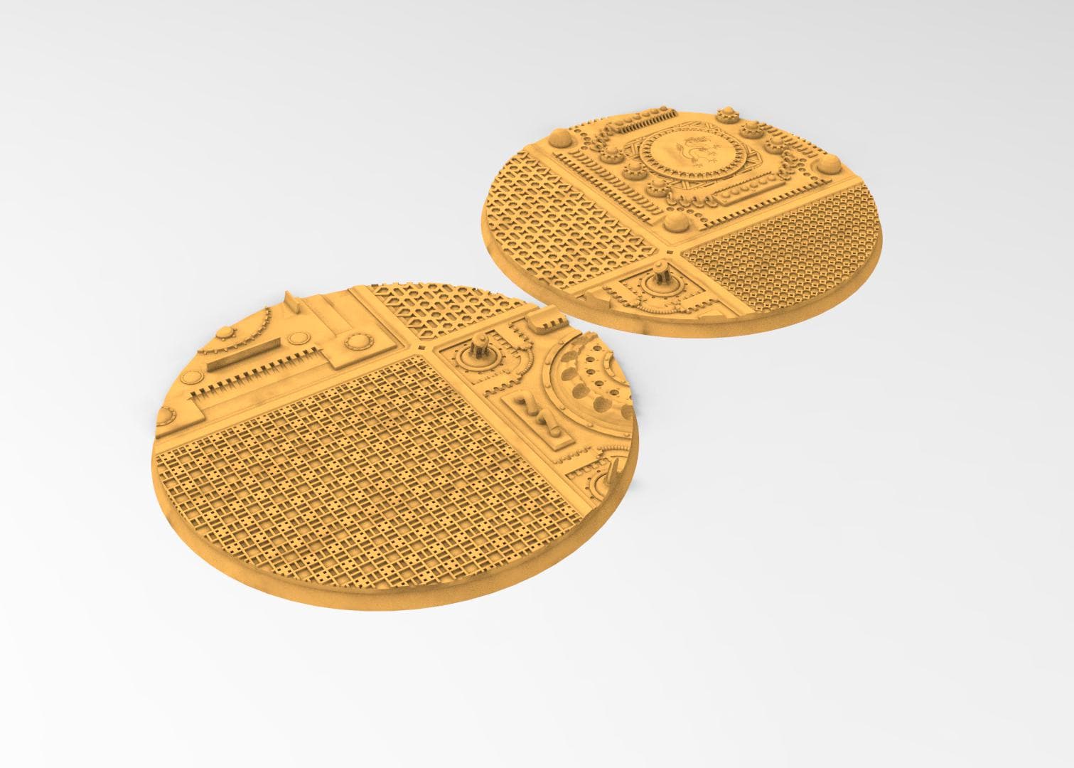 Comercial outpost - Textured Round Bases, lot of 25mm to 160mm CMRCL set 1 usable for warmachine, wargame...