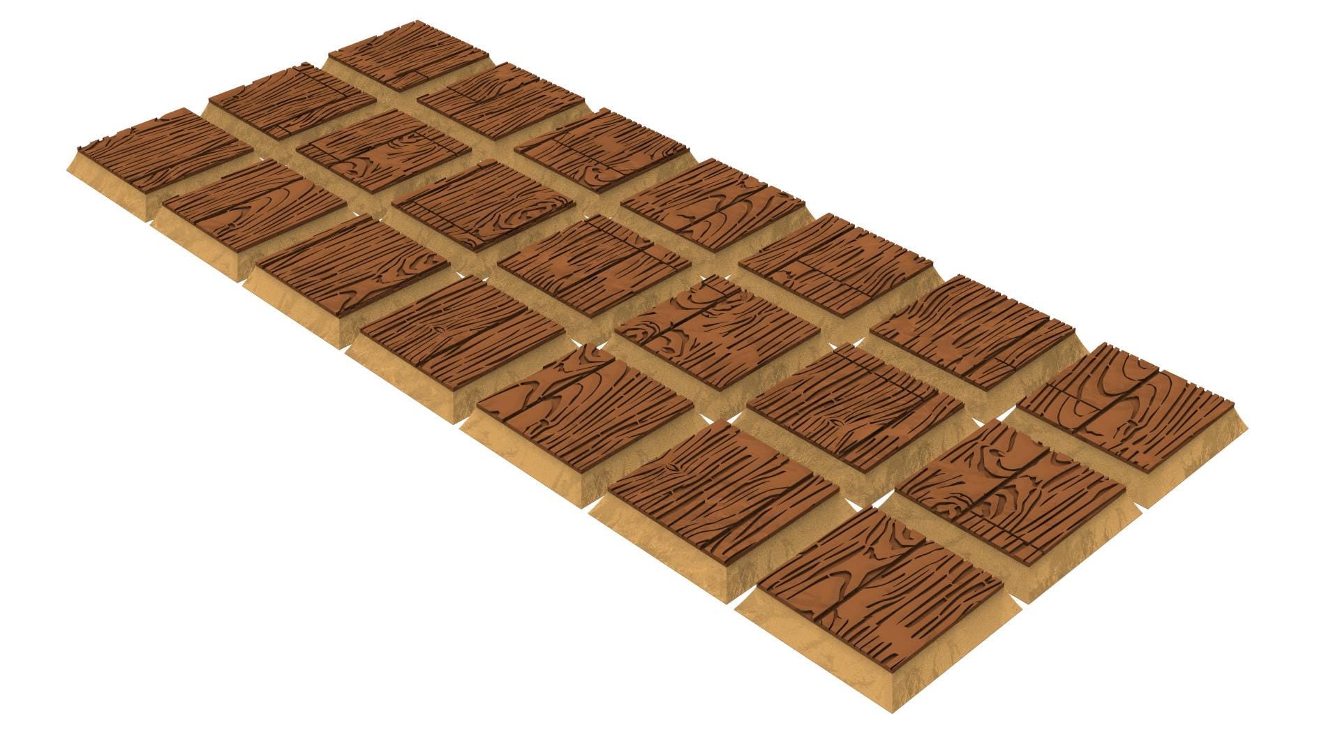 Civil - Textured Square Bases, lot of 20mm to 100mm wooden ship wood usable for Oldhammer, 9th age, King of war, Confrontation, wargame...