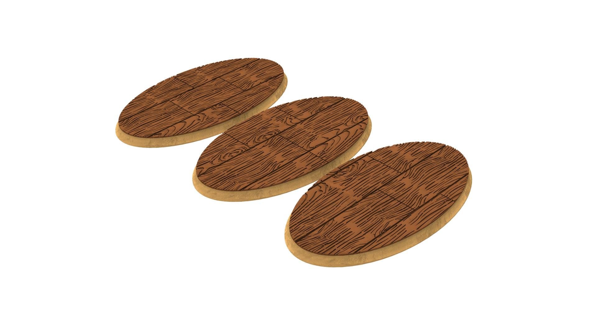 Civil - Textured Oval Bases, lot of 60mm to 170mm wooden ship wood usable for saga, age of sigmar, confrontation, wargame...