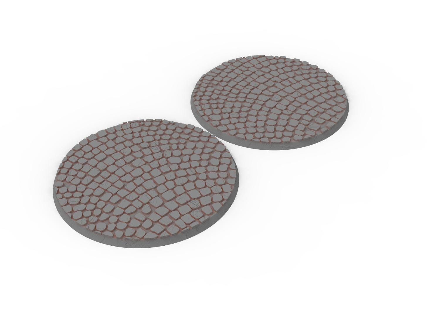 Civil - Textured Round Bases, lot of 25mm to 130mm pavement usable for Oldhammer, saga, age of sigmar, confrontation, wargame...